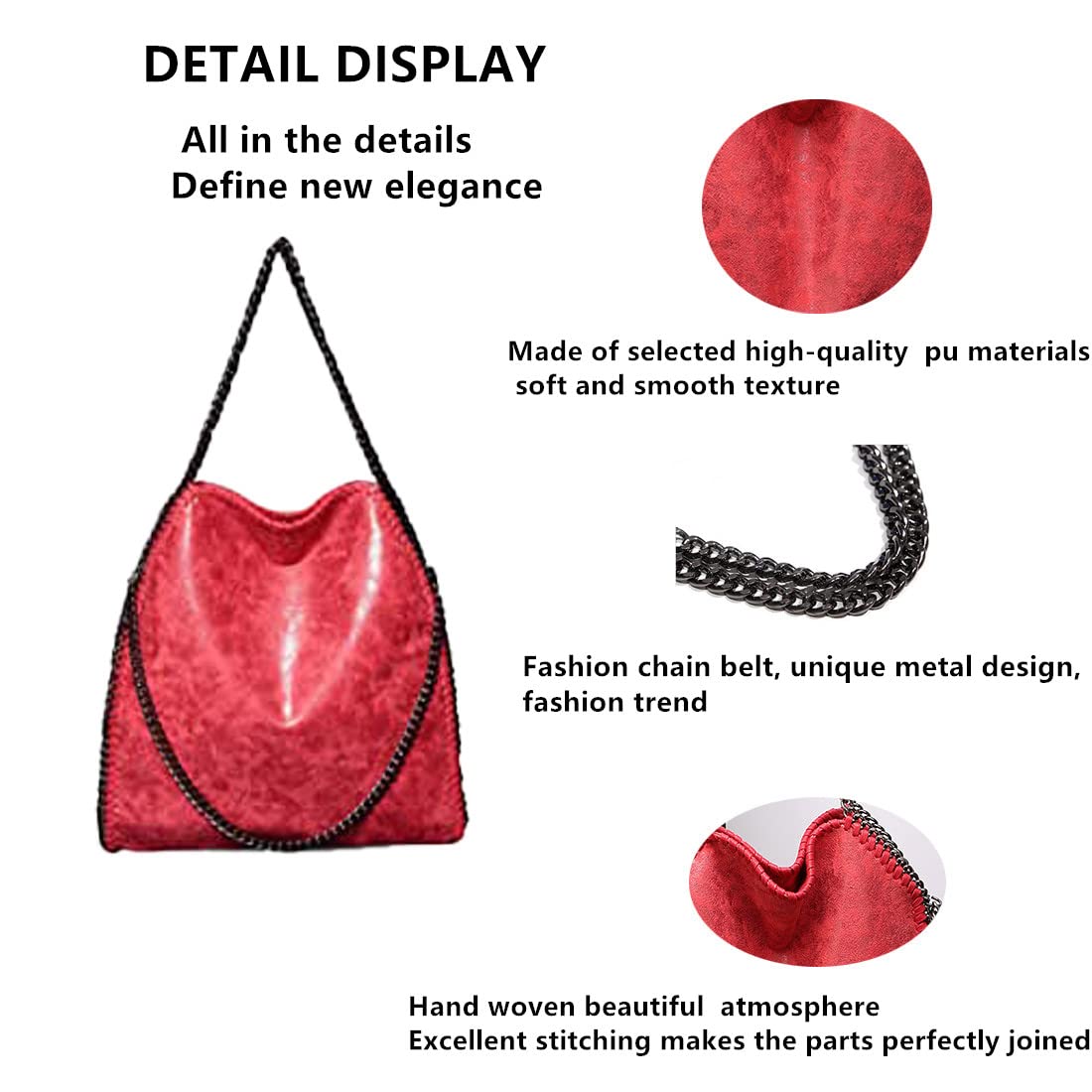 Women’s Chain Crossbody Bag – Large Hobo Shoulder Bag