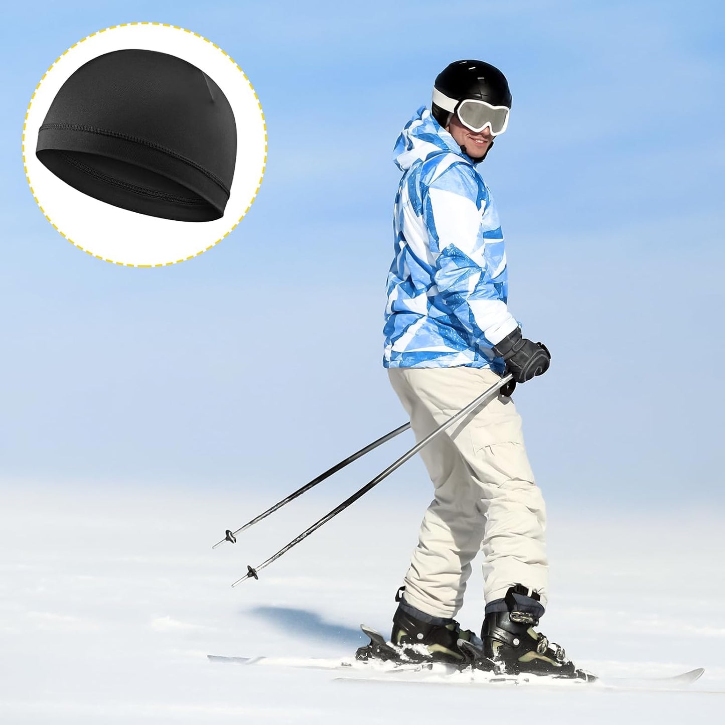 Ptwola 3 Stück Klassische Beanie Mütze für Herren & Damen Weiche Bequeme Dünne Mütze Unisex Slouch Beanie Elastisch Dünne Laufmütze Schnelltrocknende Schutz Radmütze Helmfutter für Alle Jahreszeiten
