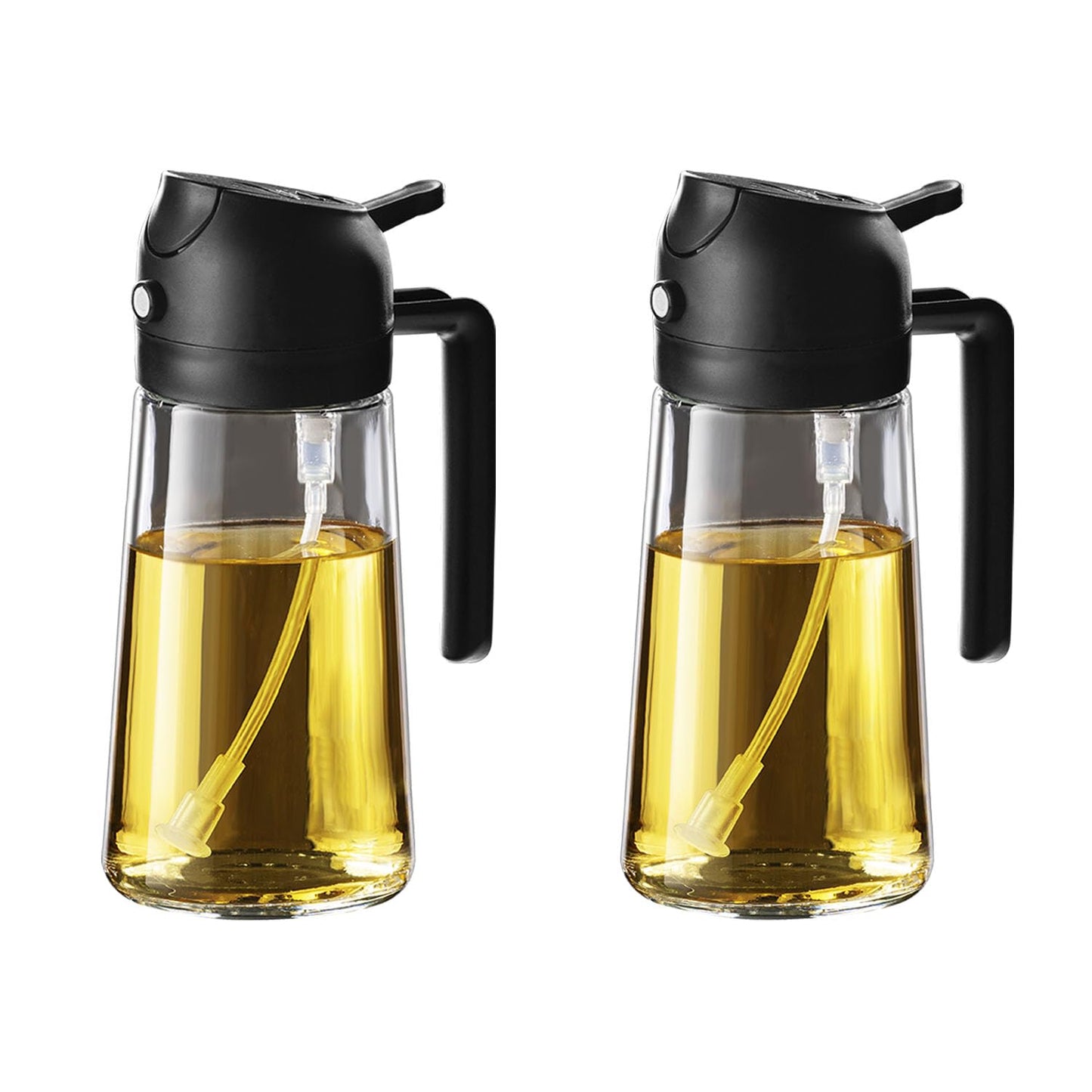 TrendPlain 16 oz Oil Sprayer for Cooking Oil - 470 ml Olive Oil Bottle - 2-in-1 Oil Dispenser and Oil Sprayer - Kitchen Gadgets for Cooking, Salad and Grill Black