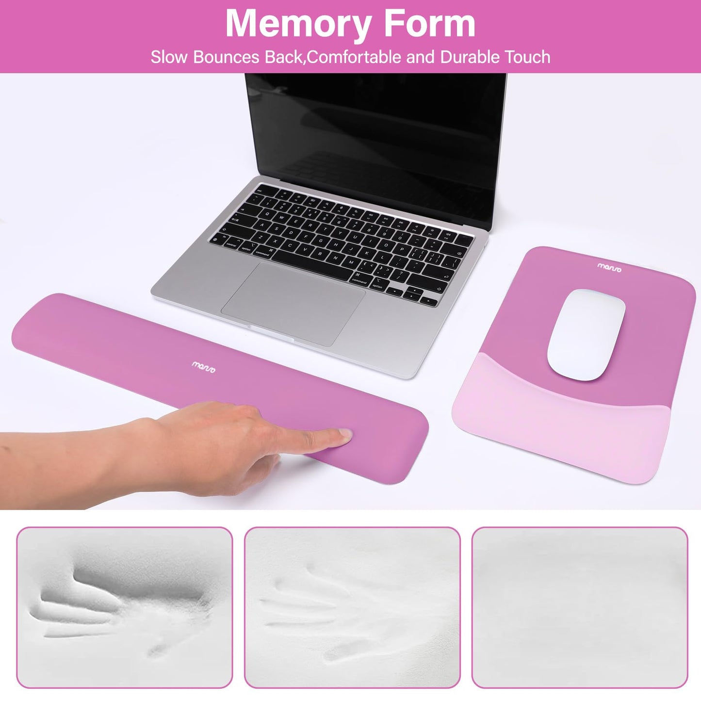MOSISO Handgelenkstütze für Mauspad&Tastatur Set, Rechteckig Ergonomisch Mauspad Rutschfest Basis Home/Büro Schmerzlinderung&Typing Kissen mit Neopren Cloth&Erhöht Gebogen Memory Schaum,Grün