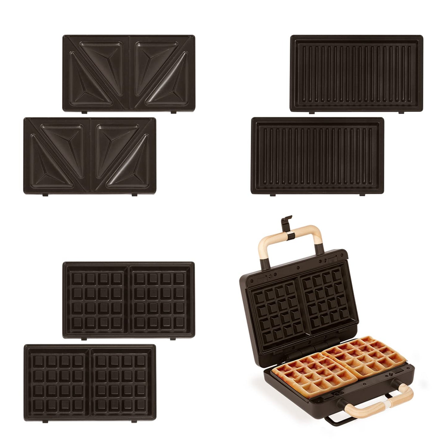 CREATE/STONE STUDIO/Sandwichmaker und Waffeleisen in Rosa-Barbie / 2 austauschbare Antihaftplatten, 1 Scheibe, 100º Offnung, BPA-frei, 105º Öffnung, Cool-Touch-Griff, 600W