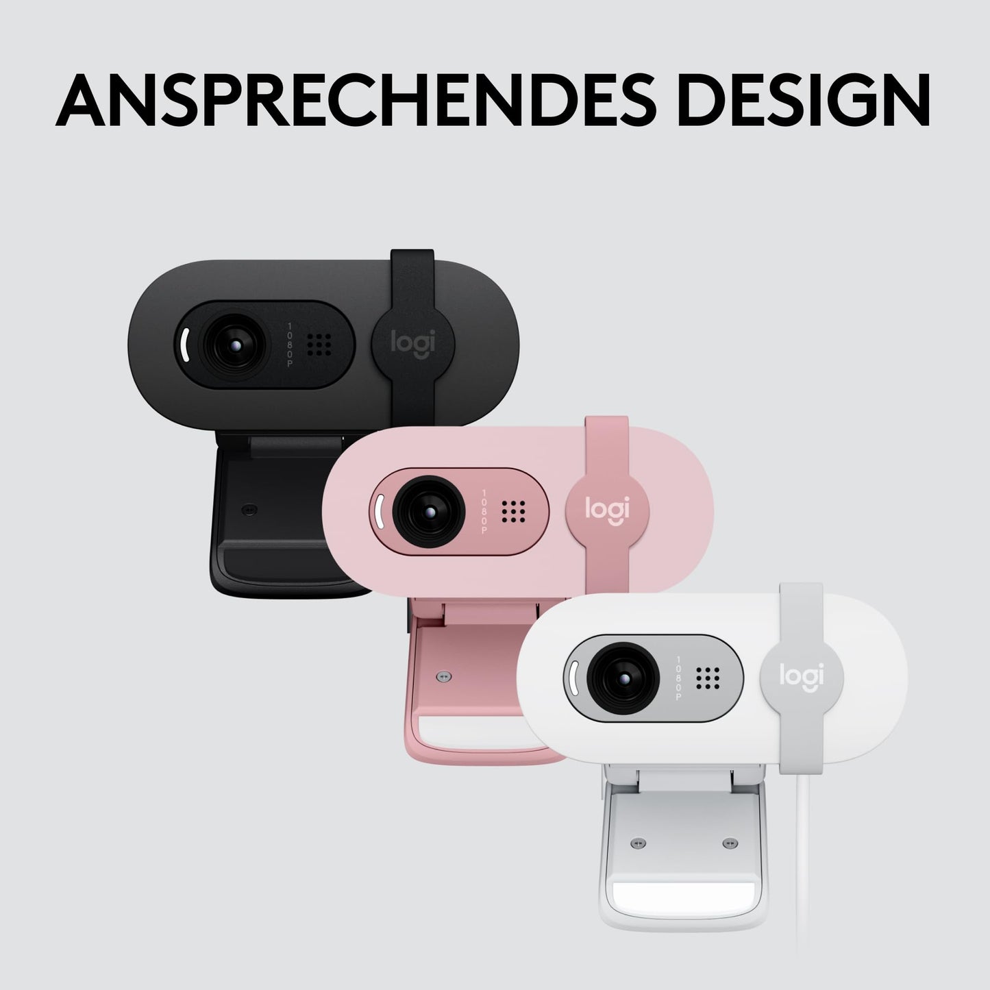 Logitech Brio 100 Full HD-Webcam für Meetings und Streaming, Auto-Lichtausgleich, integriertes Mikrofon, Abdeckblende, USB-A, für Microsoft Teams, Google Meet, Zoom und mehr - Graphit