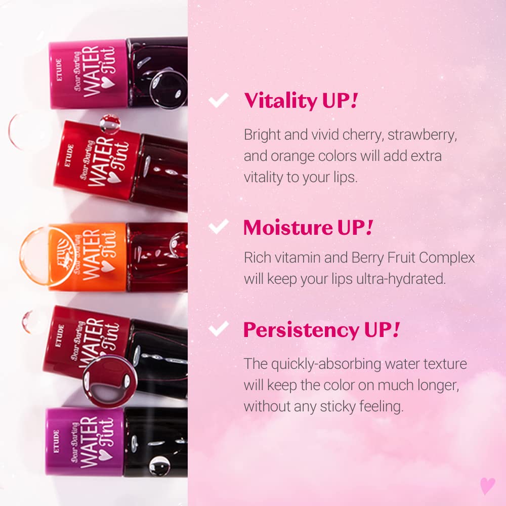 ETUDE HOUSE Dear Darling Water Tint Strawberry Ade (21AD) Lightweight Non-Sticky Lip Tint (K-Beauty)
