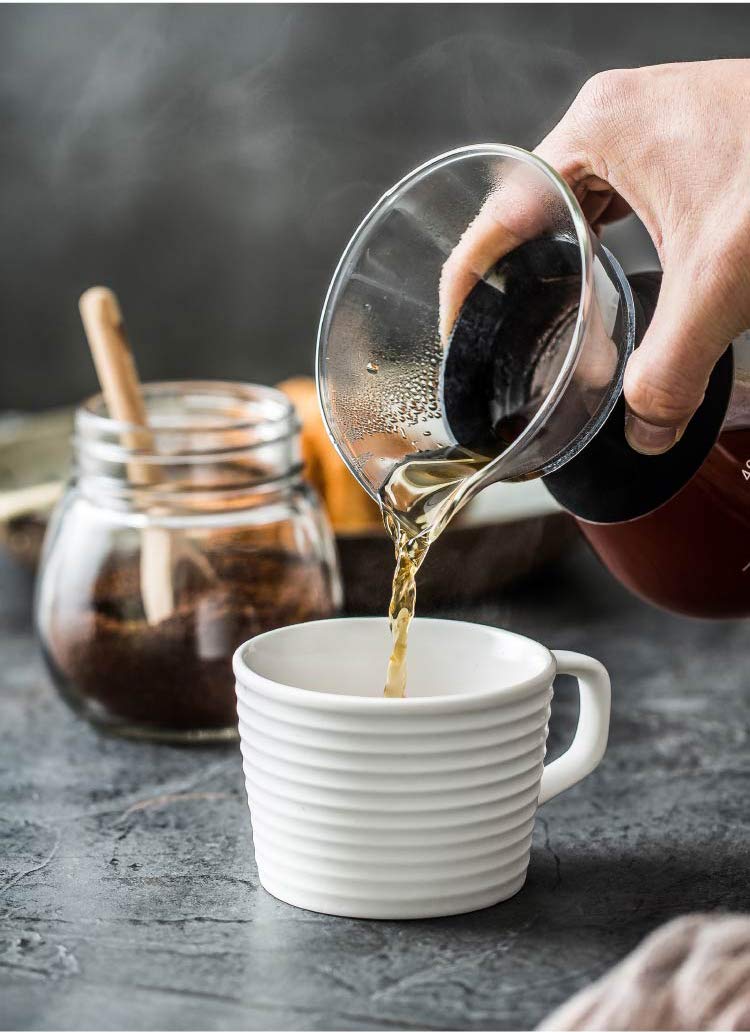 YunNasi Pour Over Kaffeebereiter Hand Kaffee Edelstahl Handfilter aus Glas mit Permanentfilter Schwarz