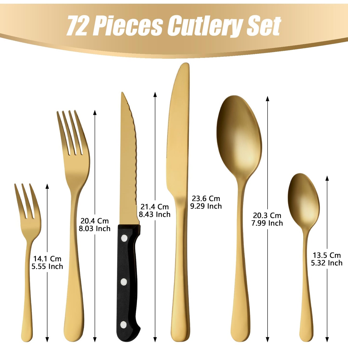 BEWOS 36-teiliges Besteck set mit Steakmesser Service für 6, Premium-Edelstahl-Bestecksets für Haus & Küche, Hochwertiges Messer-Löffel-Gabel-Besteck-Set Hochglanzpoliert, Spülmaschinenfest