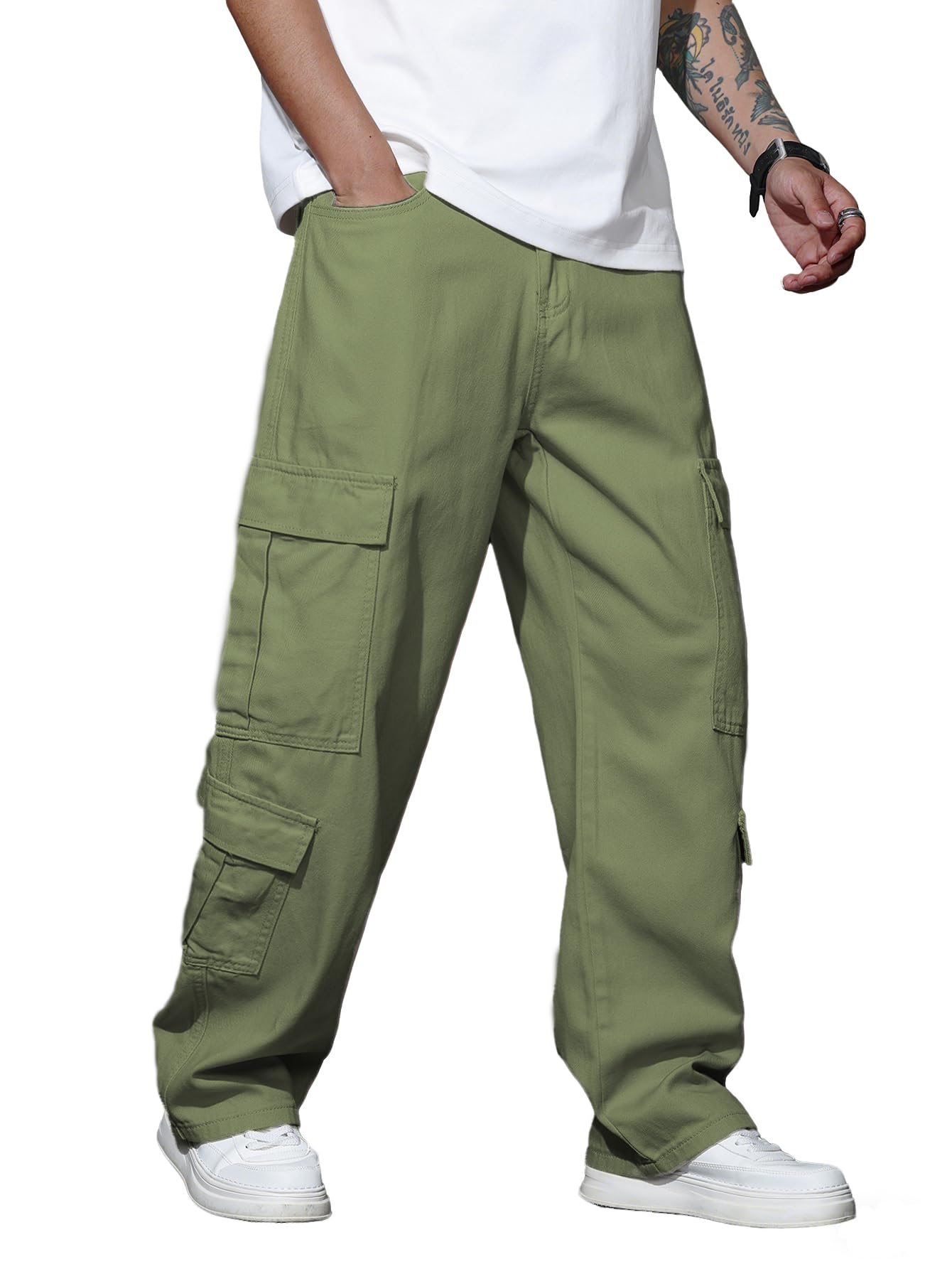 Men’s Casual Streetwear Baggy Cargo Jeans with Pockets