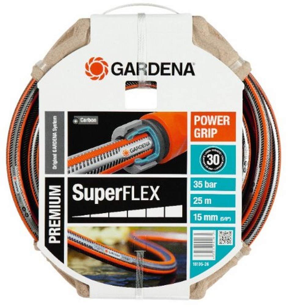 Gardena Premium SuperFLEX Schlauch 13 mm (1/2 Zoll), 30 m: Gartenschlauch mit Power-Grip-Profil, 35 bar Berstdruck, hochflexibel, formstabil, UV-beständig (18096-20) schwarz