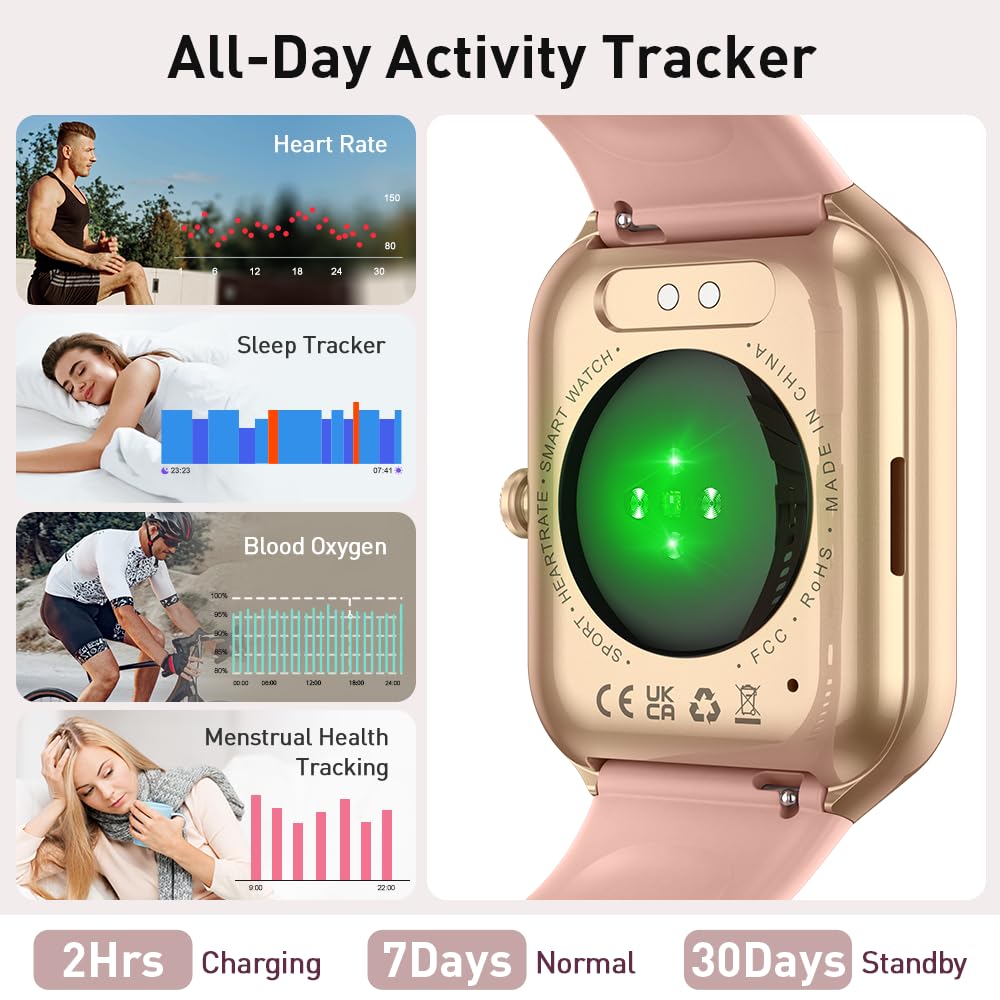 Smartwatch Herren Damen, 2025 HD 1,96" Fitnessuhr Smart Watch mit Telefonfunktion, 115+ Sportmodi Schrittzähler Armbanduhr, Herzfrequenz SpO2 Schlafmonitor, IP68 Wasserdicht Sportuhr für Android iOS