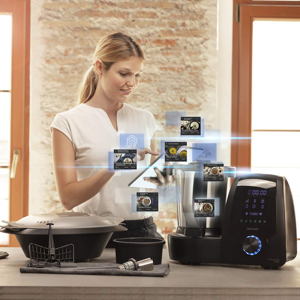 Cecotec Mambo 11090 Multifunctional Kitchen Robot 1600 W, 37 Functions, App, Scale and 3.3 Litre Stainless Steel Jug, Dishwasher Safe, Recipe Book and Accessories