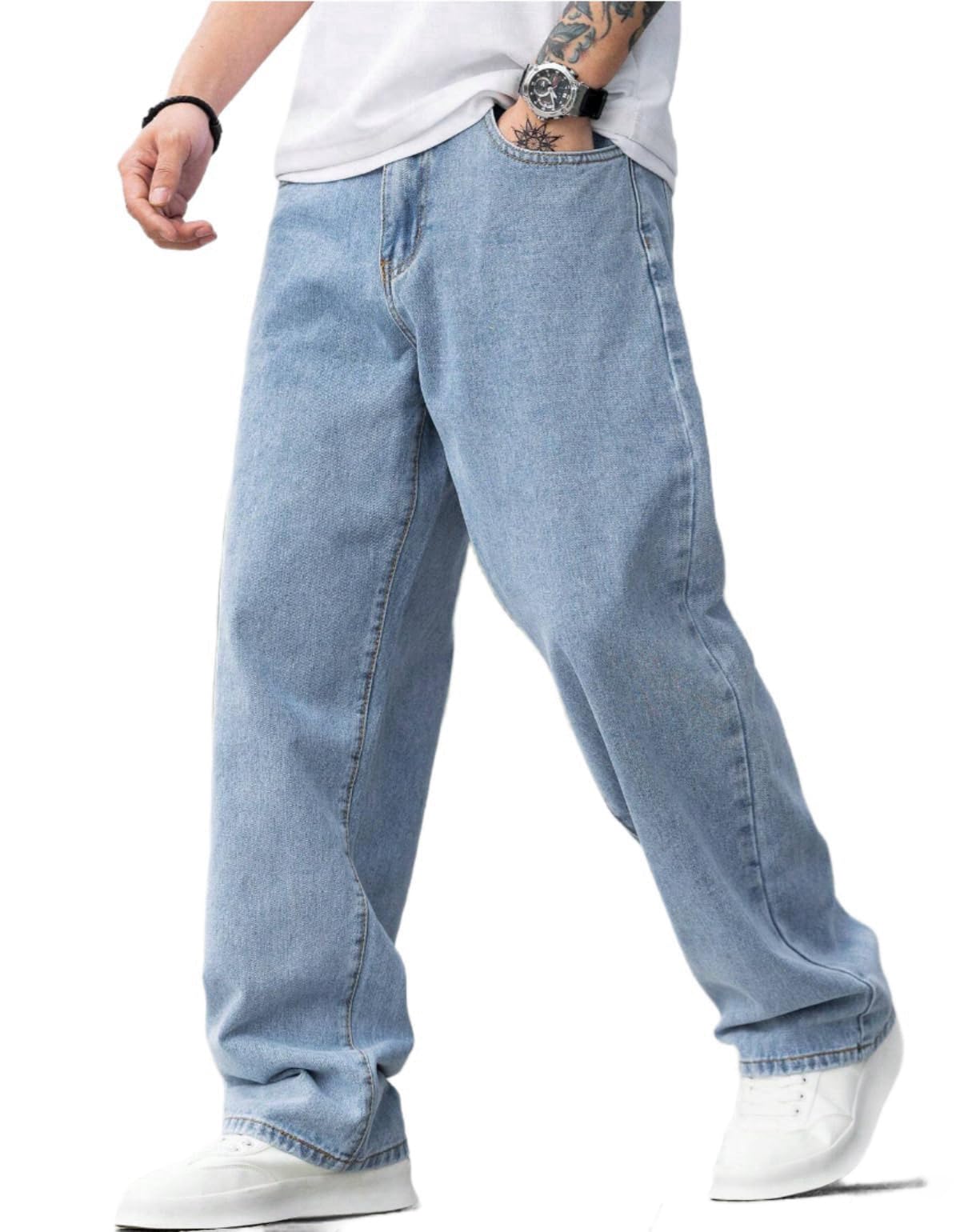 LuminBlaze Baggy Jeans for Men – Y2K Streetwear Loose Fit