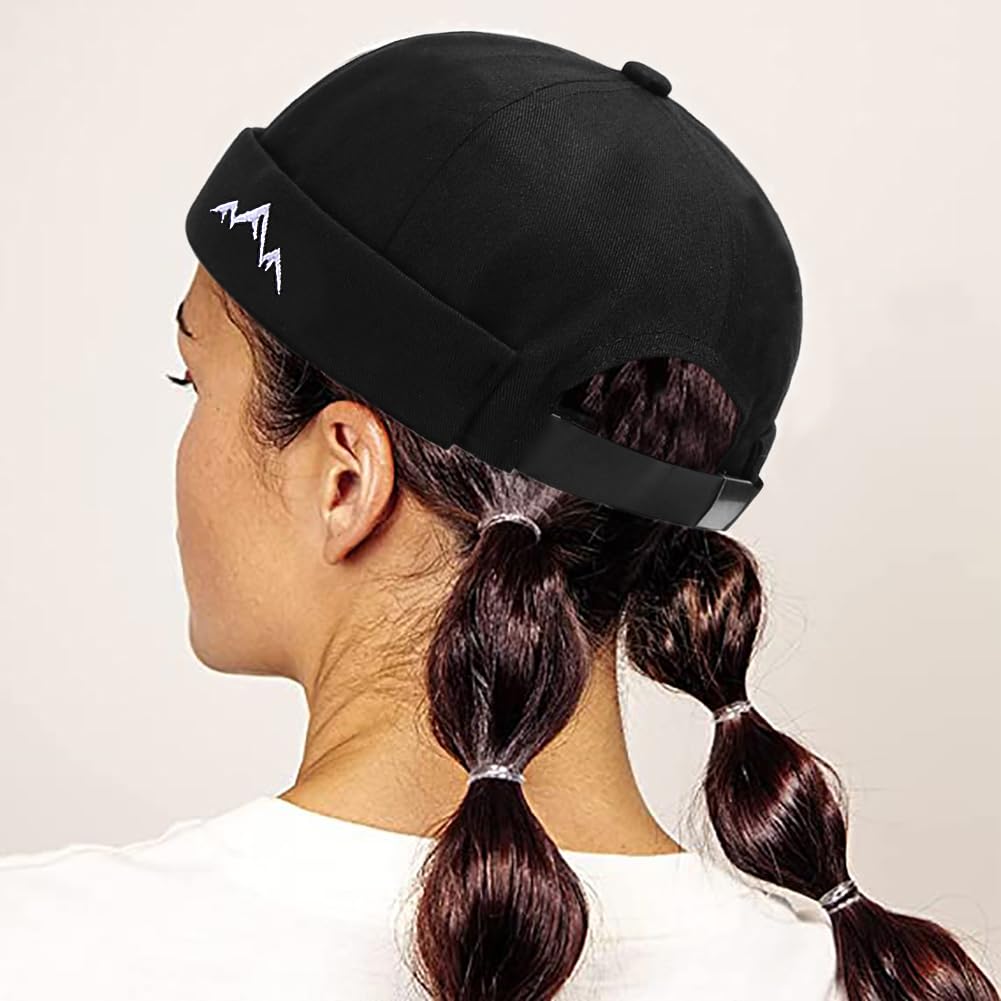 XYIYI Herren Dockermütze Brimless Hat Schädelkappe Arbeiter Matrosenmütze Gerollte Manschette Retro Beanie Mütze