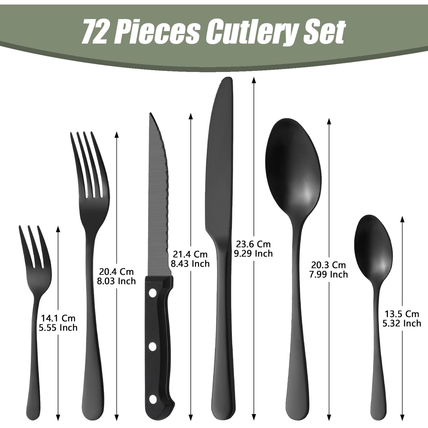BEWOS 36-teiliges Besteck set mit Steakmesser Service für 6, Premium-Edelstahl-Bestecksets für Haus & Küche, Hochwertiges Messer-Löffel-Gabel-Besteck-Set Hochglanzpoliert, Spülmaschinenfest