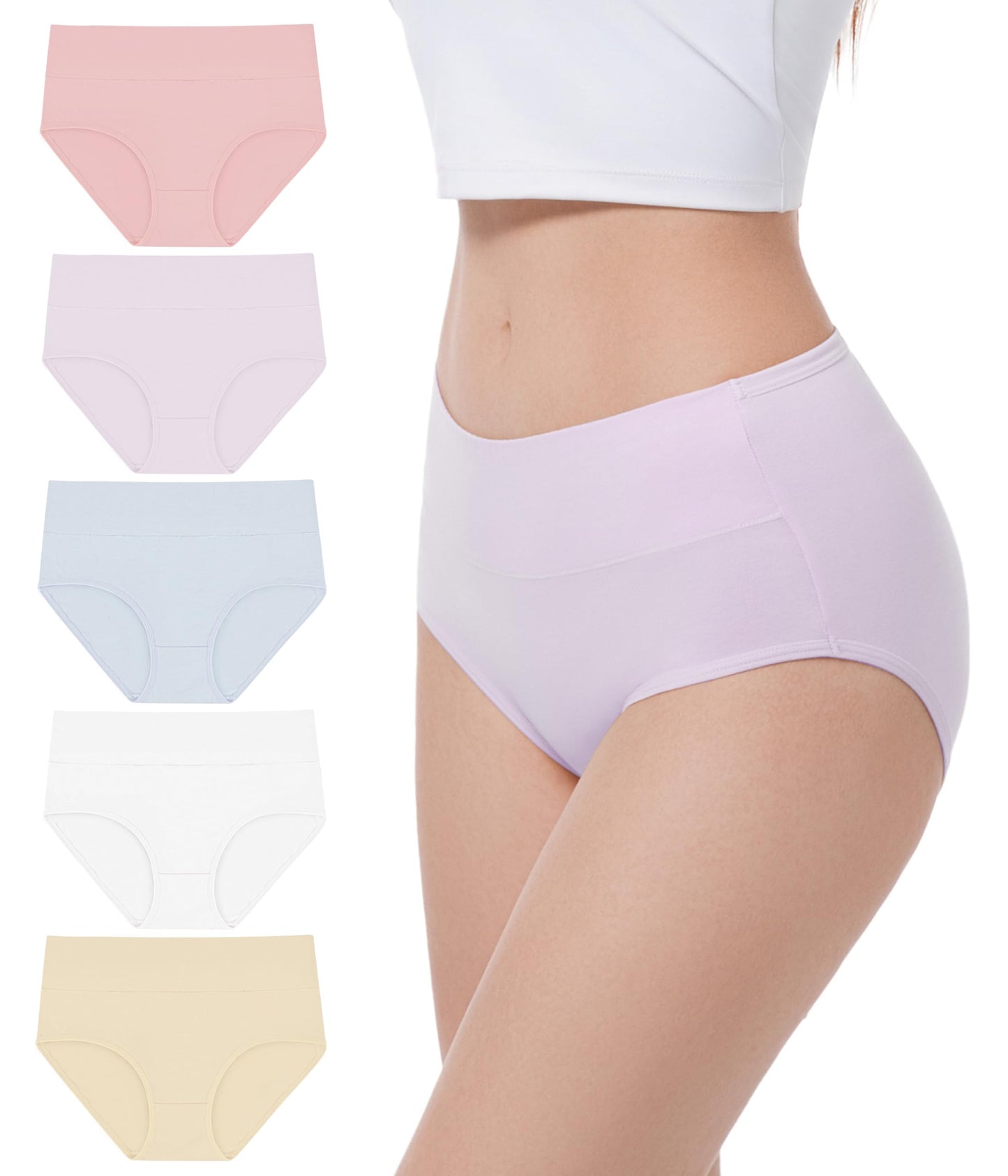 Women’s High Waist Cotton Panties 5-Pack - Sizes S-3XL