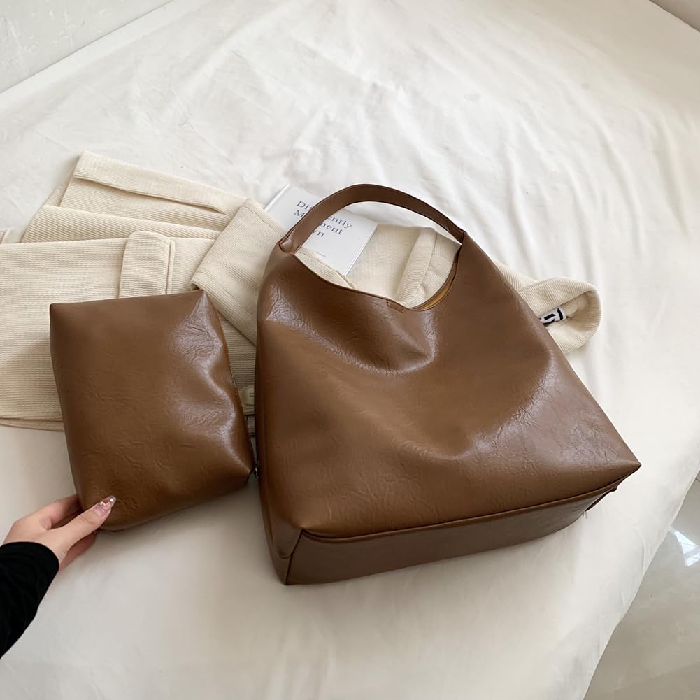 Large PU Leather Tote Bag – Women’s Soft Shoulder Handbag with Coin Purse