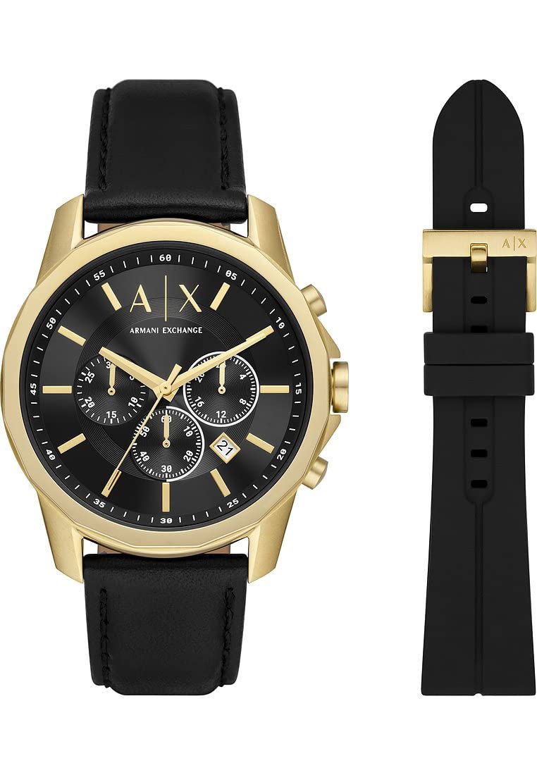Armani Exchange Chronograph Uhr für Herren, Edelstahl mit 44mm Gehäusegröße