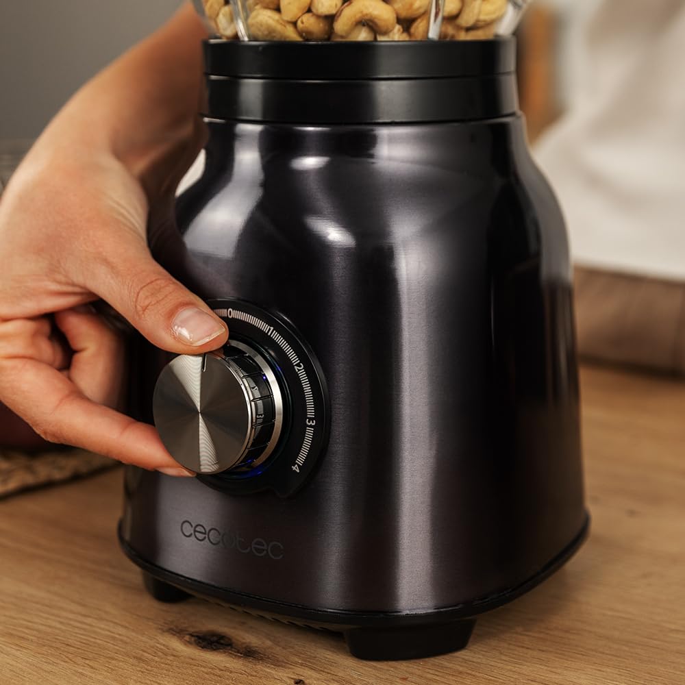 Cecotec Standmixer Power Black Titanium 1800MAX Blend It, 1800 W maximale Leistung, 5 Geschwindigkeiten, 6 Klingen aus Edelstahl, Ice-Crush-Funktion, Turbo- und Smoothie-Funktion, AutoClean-Funktion