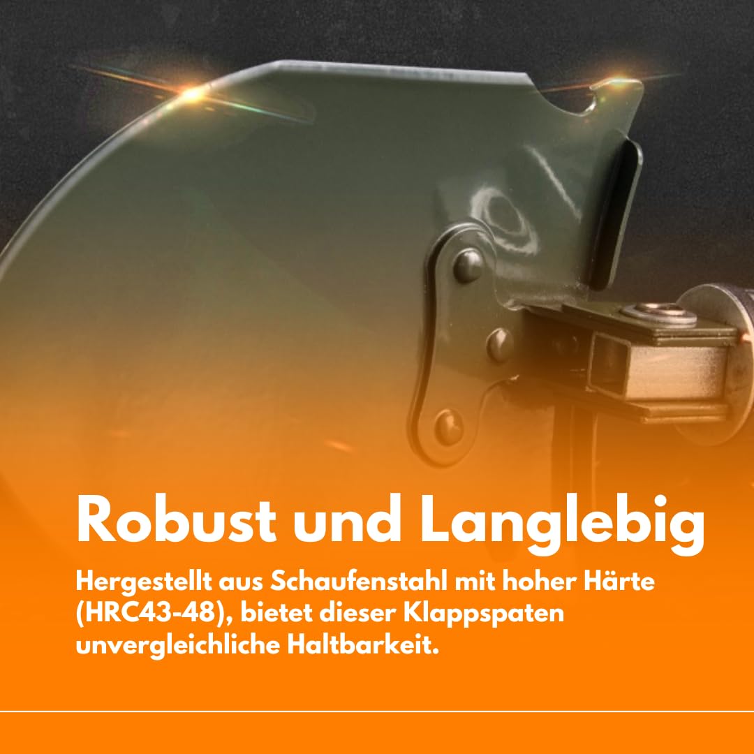 MiCadeau Klappspaten, Ostergeschenk, Geburtstagsgeschenk für Männer, Garten Spaten, Schaufel aus robustem Karbonstahl m. Gürteltasche, ideal fürs Abenteuer, Zelten, Outdoor, Autozubehör (Schwarz)