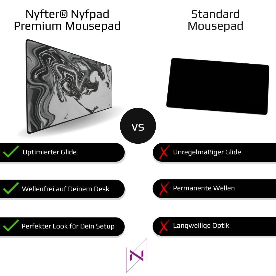 Nyfter - Liquid Gaming Mousepad 1200x600x3mm 3XL mauspad Gaming Premium Mauspad XXXL Wasserabweisend für Pro-Gamer