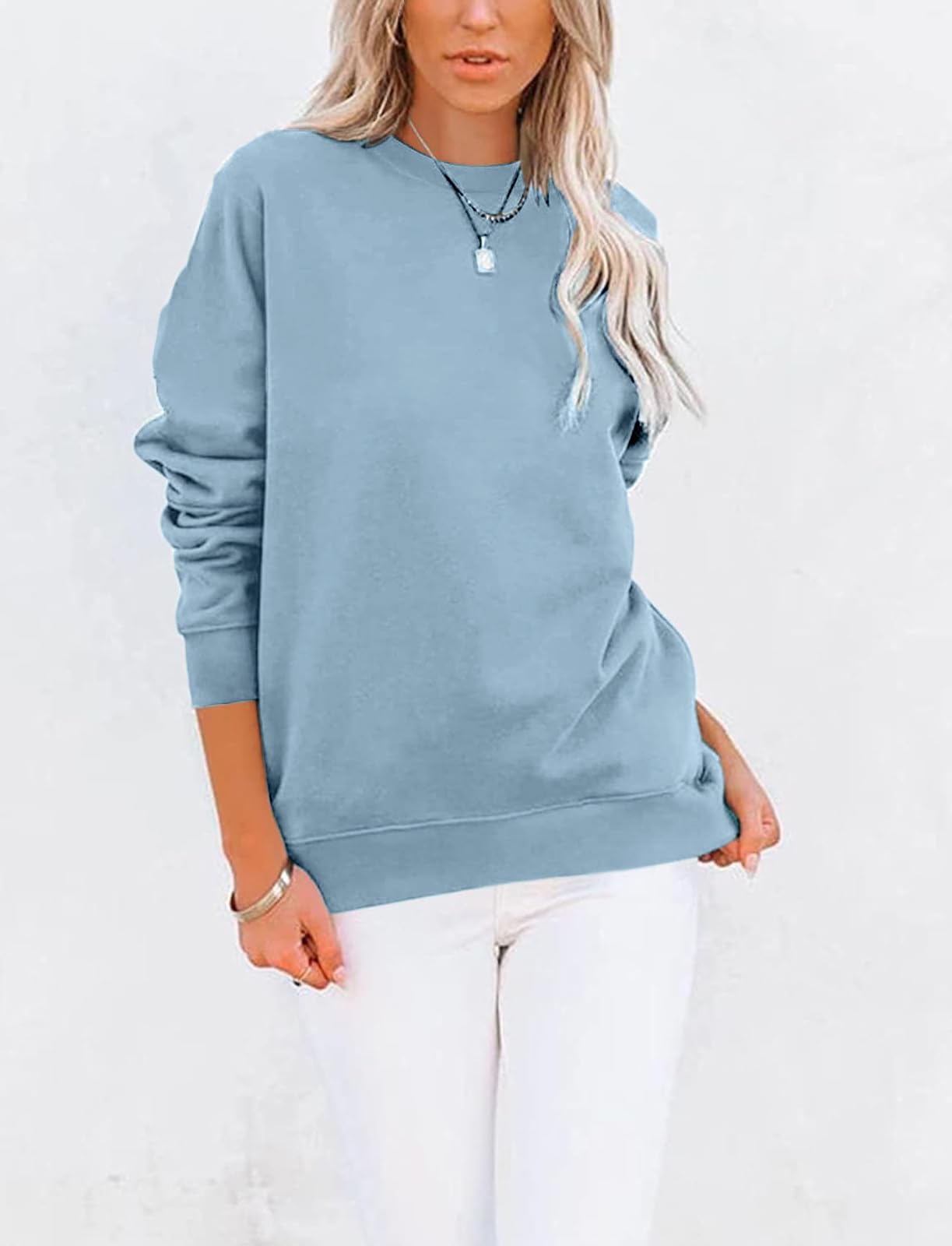 BUHIM Women’s Colorblock Sweatshirt – Casual Crewneck Long Sleeve Pullover