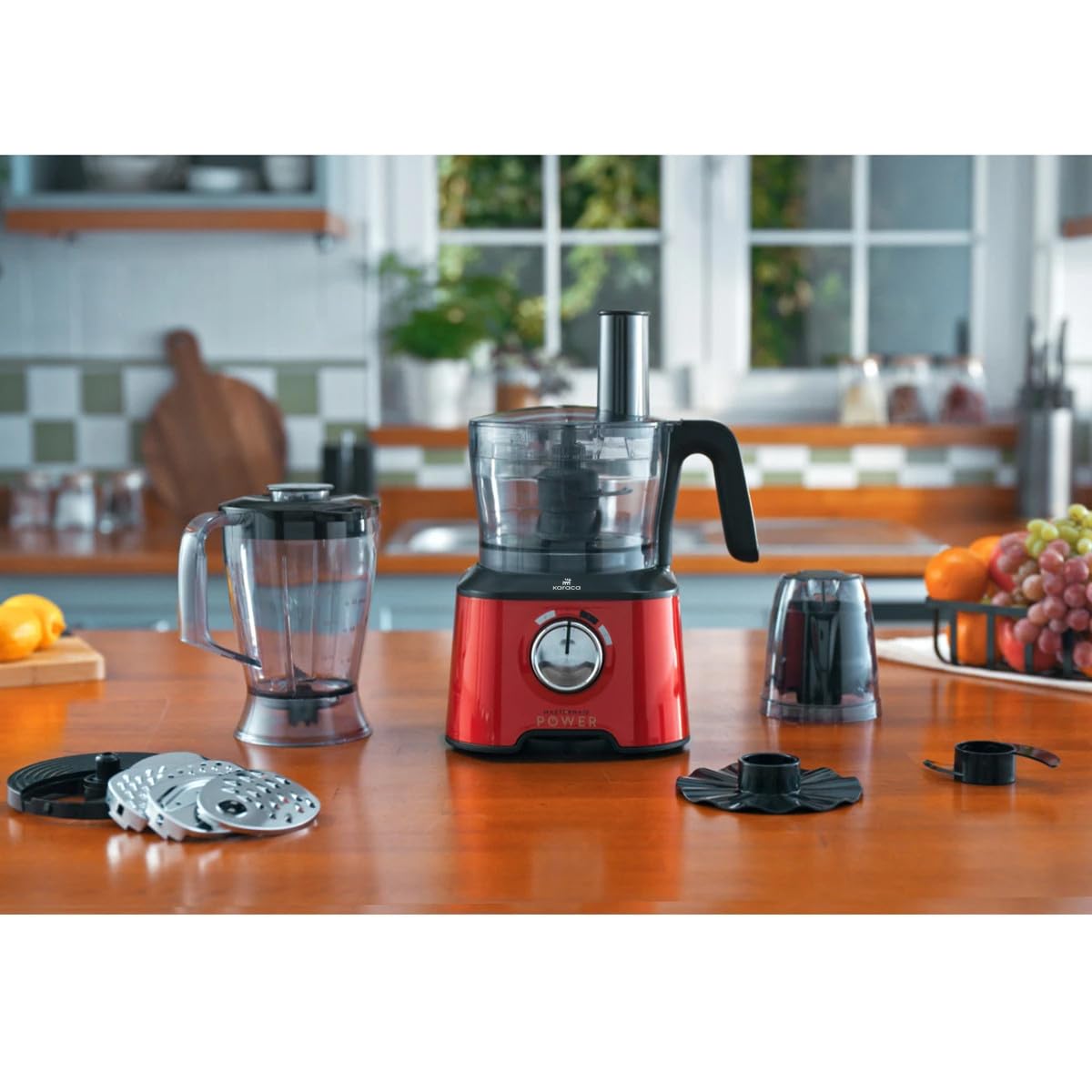 Karaca Mastermaid Power Max 11 in 1 Kitchen Robot Glossy Black 2500 W, Black, Capacity, Chopping, Mixing, Grinding, Grating, Slicing