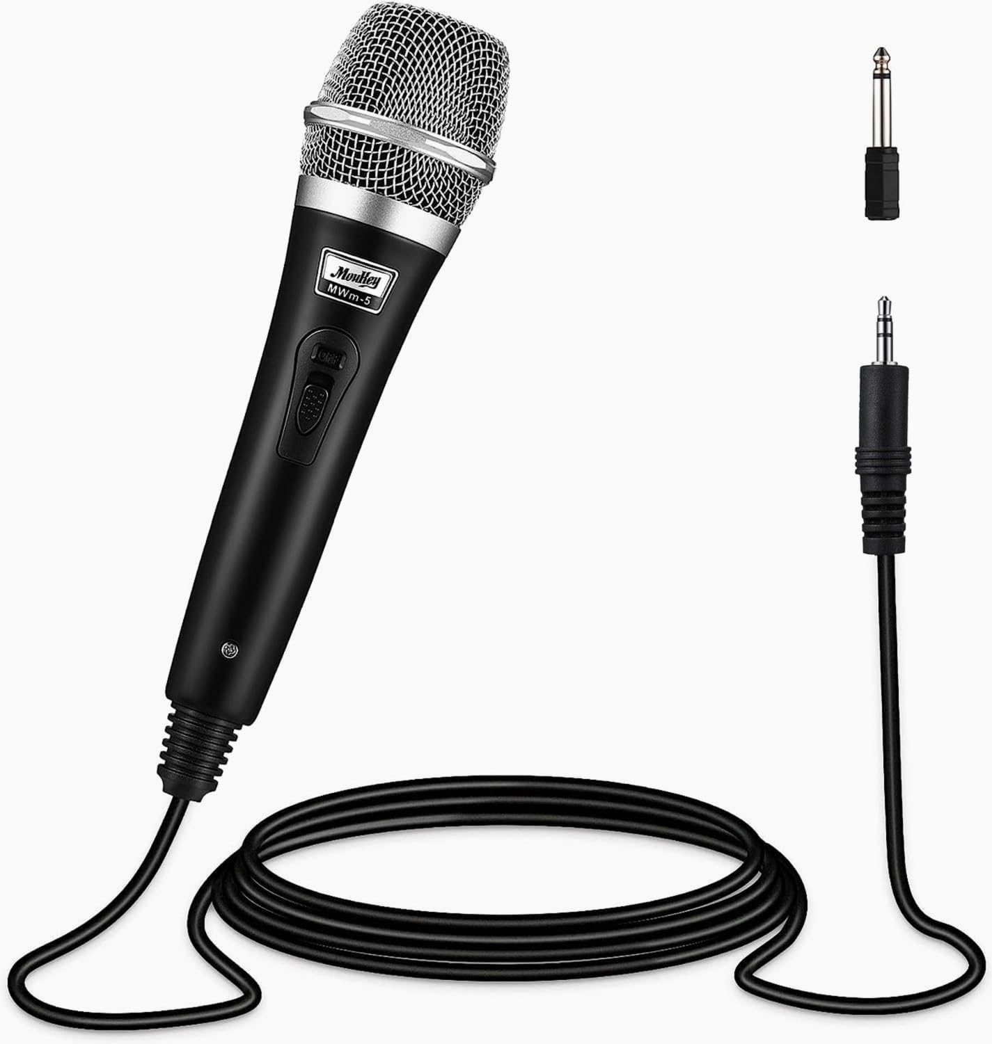 Moukey Dynamisches Mikrofon mit 4M/13ft Kabel, Metall Karaoke Handmikrofon, XLR-Mikrofon für Gesang/Bühne/Party, Kompatibel mit Karaoke Maschine/PA Anlage/Verstärker/Mixer, Grau