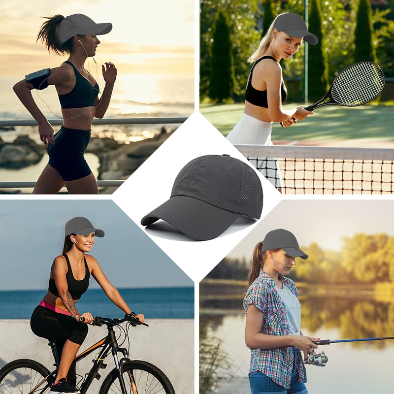 Womens Ponytail Hat Baseball Cap, Adjustable Criss Cross Baseball Cap High Bun Unisex Quick Drying Trucker Hats