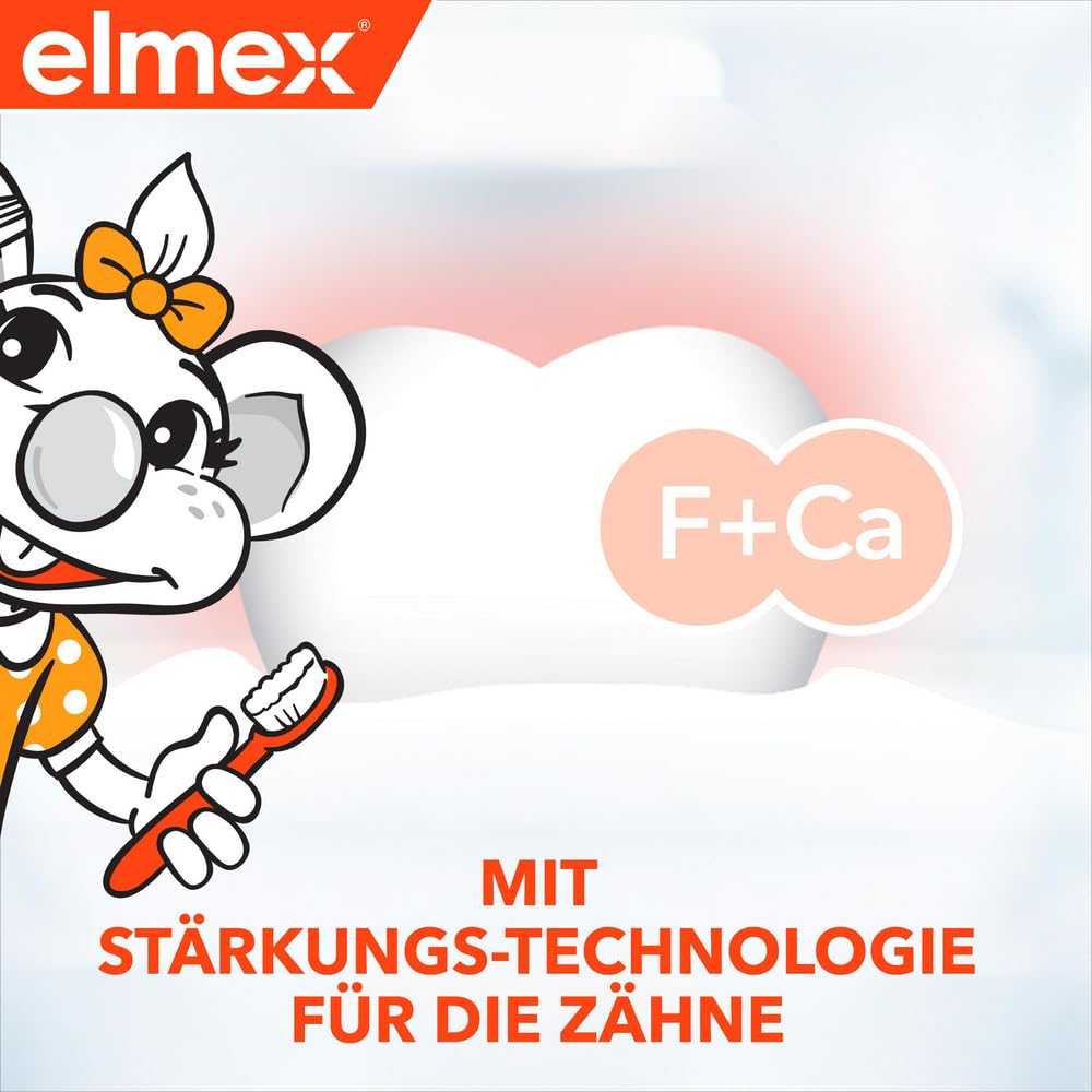 elmex Kinderzahnpasta 2-6 Jahre 50 ml – kindgerechte Zahnreinigung für hochwirksamen Kariesschutz – mit Aminfluorid für einen Dreifach-Schutzmechanismus