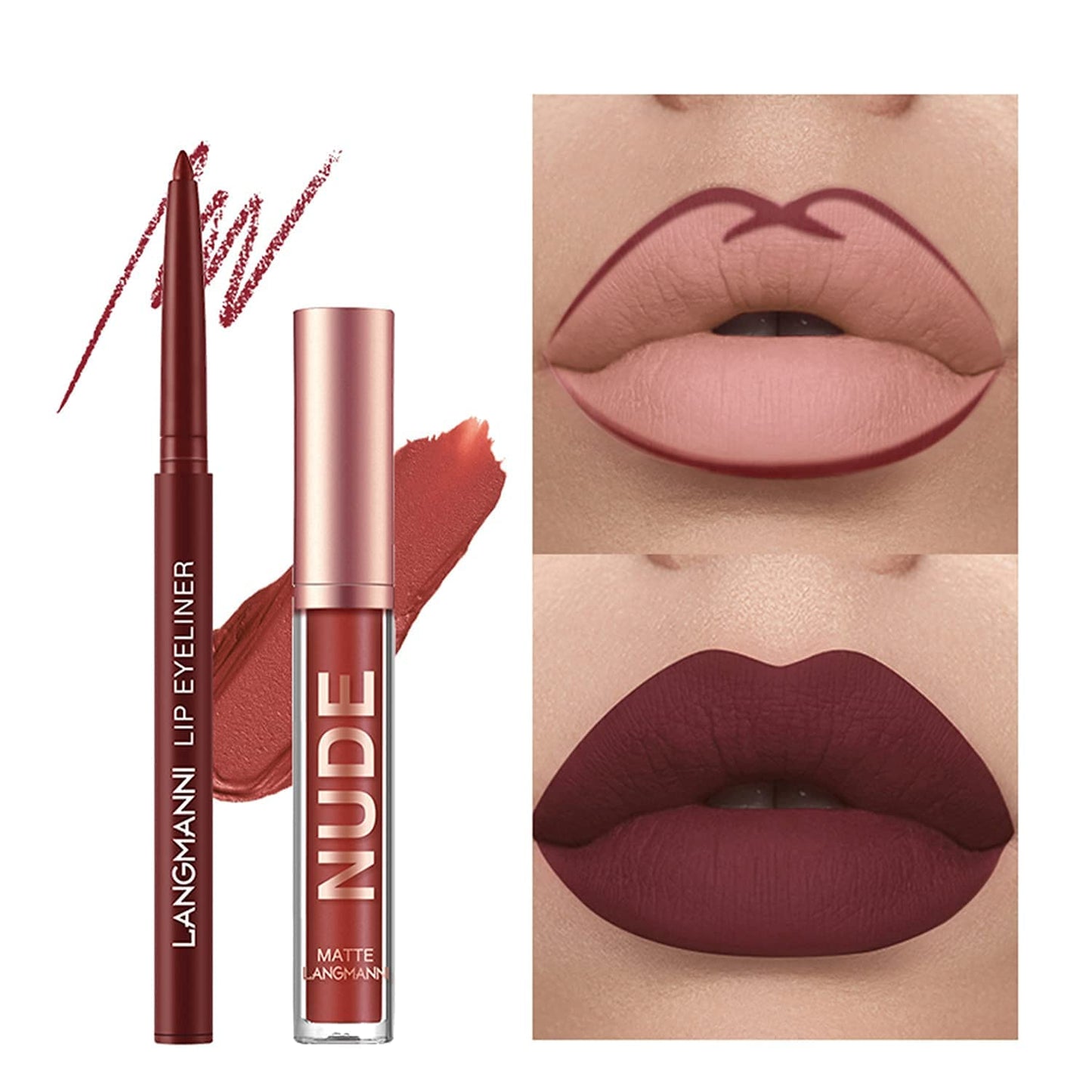 6-Piece Matte Lipstick Lip Liner Set – Long-Lasting Waterproof Non-Fading