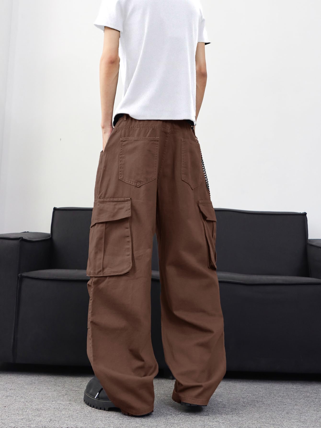 Zewool Men’s Casual Wide-Leg Denim Cargo Pants – Medium Weight Baggy Jeans