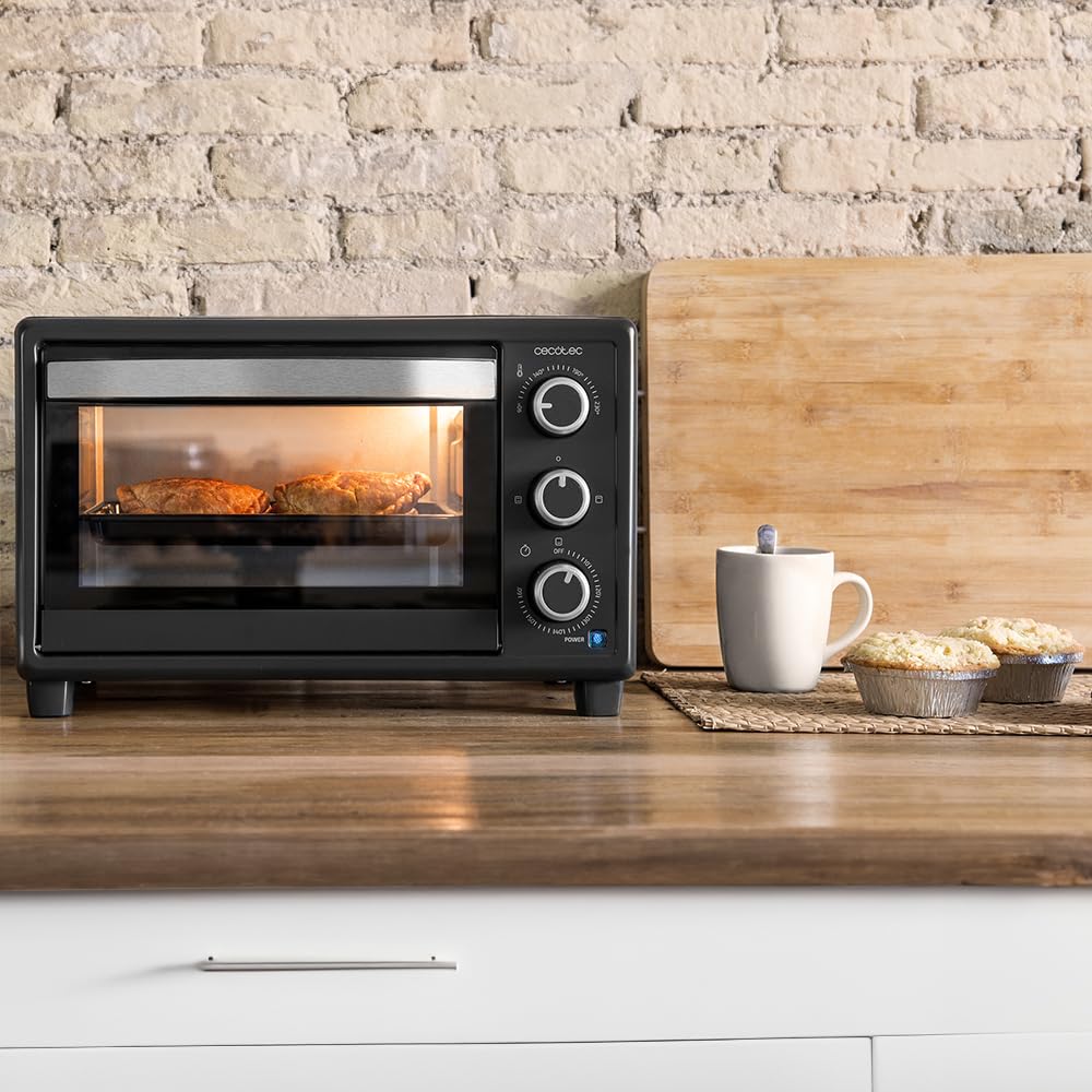 Cecotec Tischofen Bake&Toast 1090 Black, 10 L, 1000 W, 60-Minuten-Timer, Temperaturregelung bis zu 230ºC, Backblech, Grillrost und Zange mit Griff