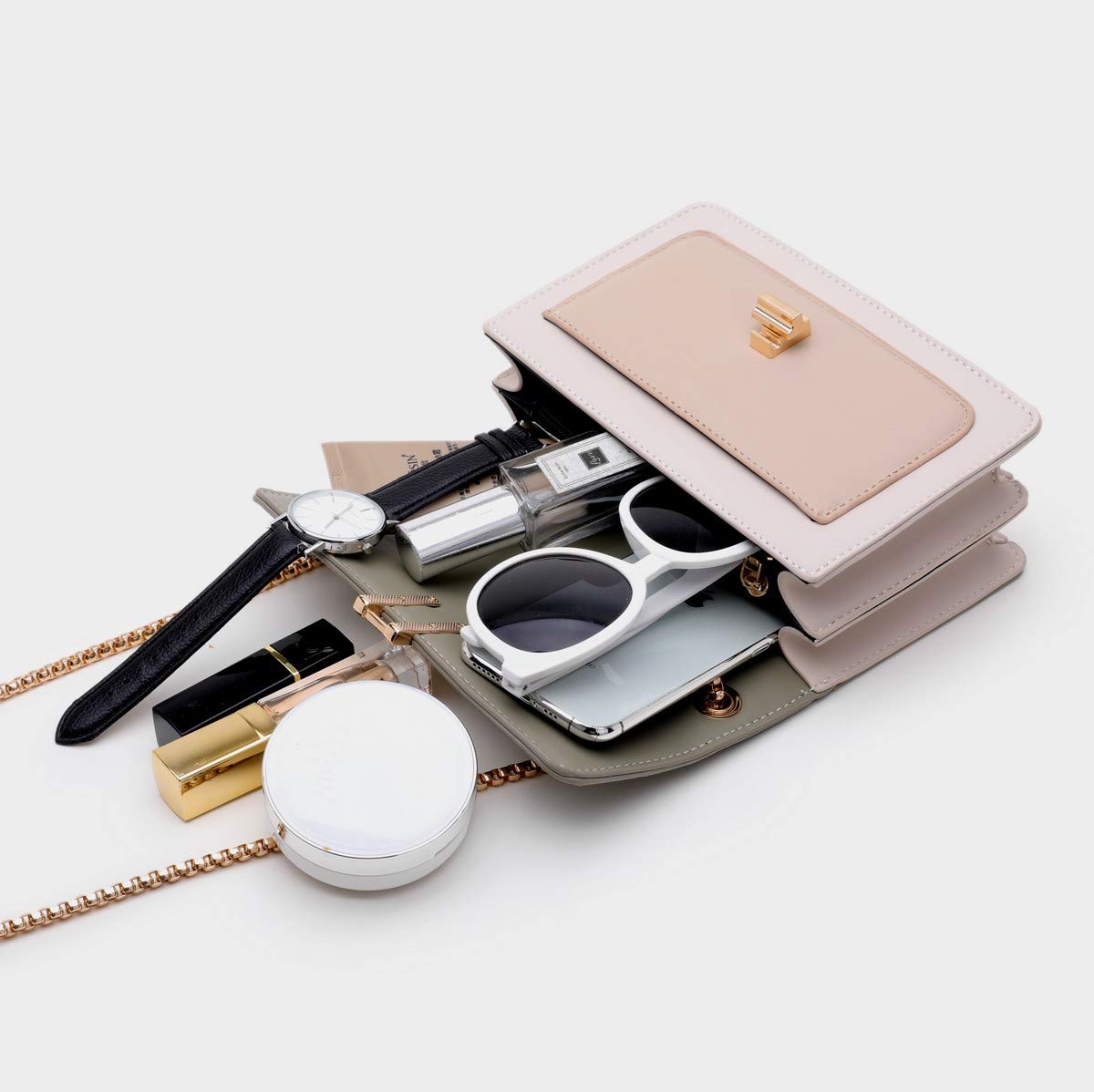 Color-Block Chain Shoulder Bag