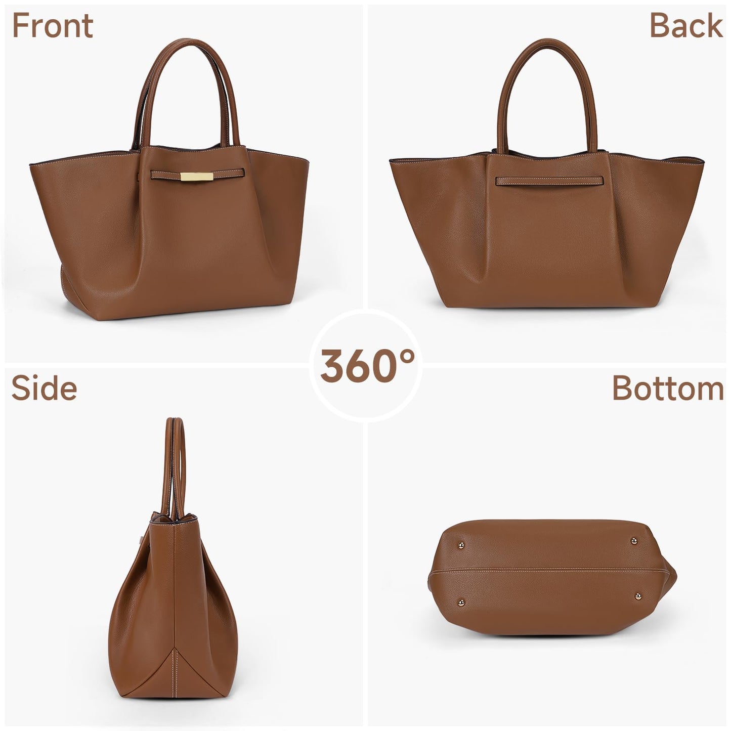 Large Faux Leather Tote Bag for Women