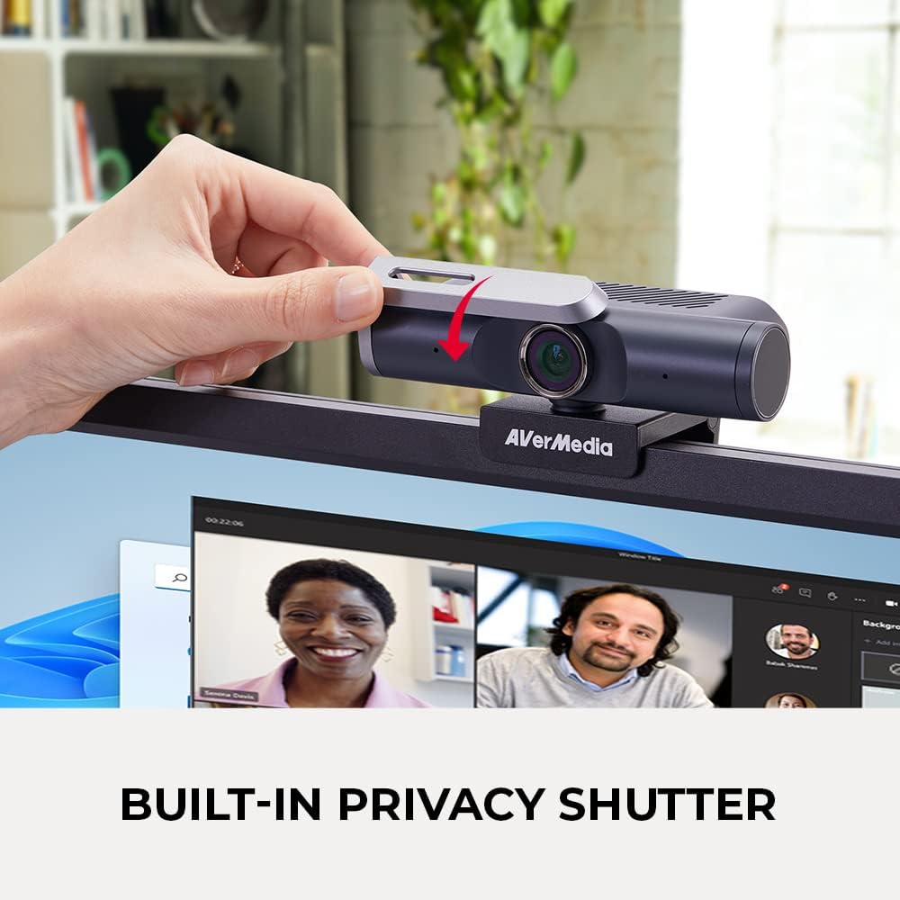 AverMedia PW515 4K Ultra HD Auto Focus Business Webcam - AI Controlled Solution Image and Lighting Adjustment 100° Wide FoV for Video Conferencing and Virtual Meeting Zoom Team Skype PC Mac