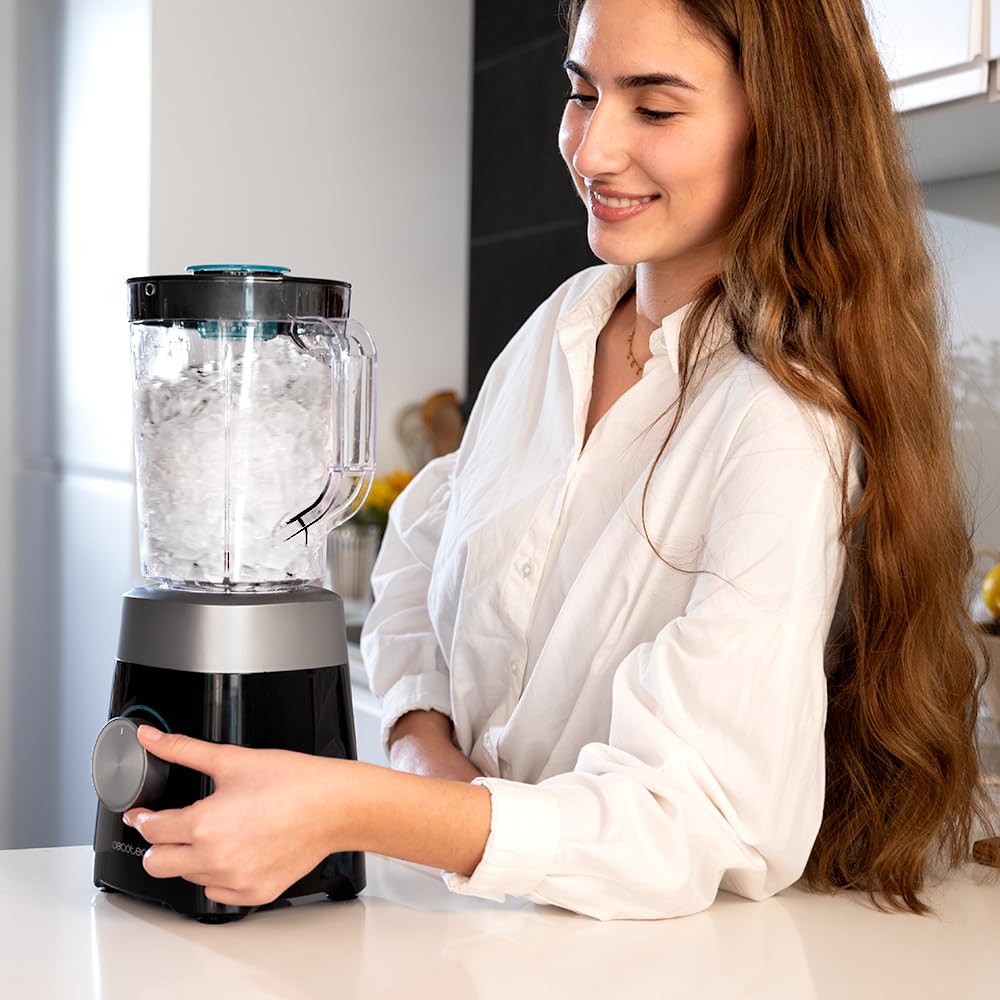 Cecotec Standmixer Power Black Titanium 1800MAX Blend It, 1800 W maximale Leistung, 5 Geschwindigkeiten, 6 Klingen aus Edelstahl, Ice-Crush-Funktion, Turbo- und Smoothie-Funktion, AutoClean-Funktion