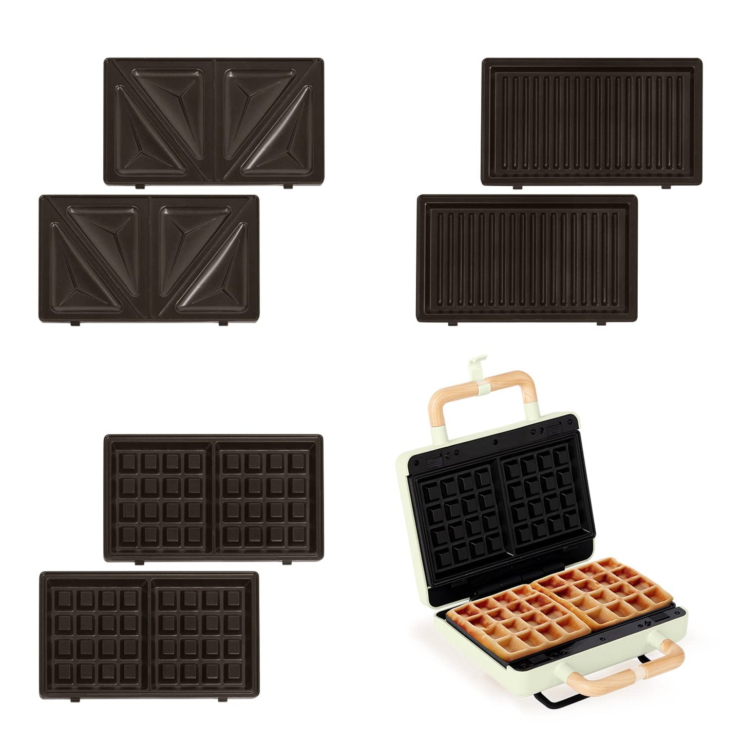 CREATE/STONE STUDIO/Sandwichmaker und Waffeleisen in Rosa-Barbie / 2 austauschbare Antihaftplatten, 1 Scheibe, 100º Offnung, BPA-frei, 105º Öffnung, Cool-Touch-Griff, 600W