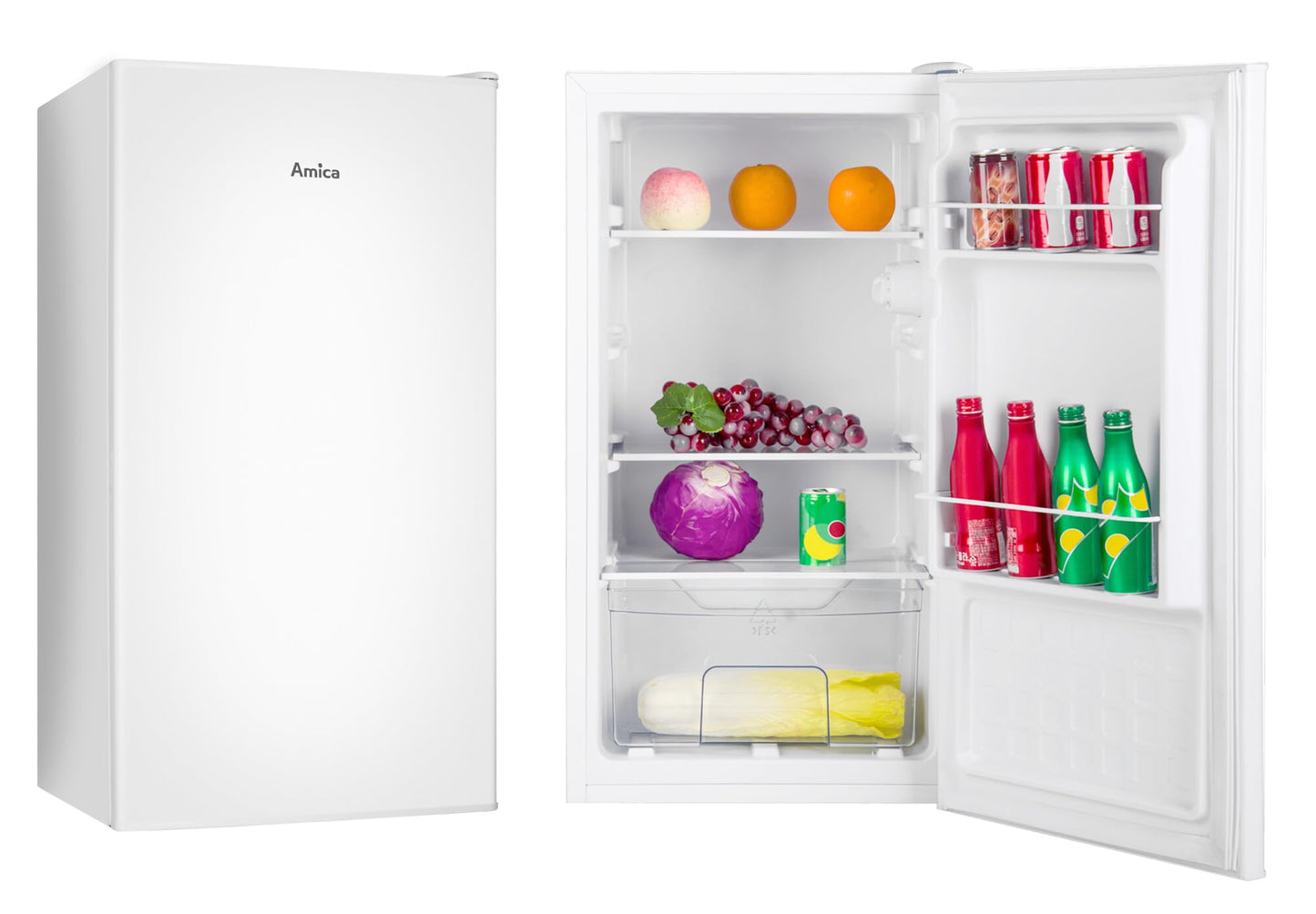 Amica VKS 351 116 W full-size refrigerator / white / 85cm (H) x 45cm (W) x 41cm (D) / 61 liters / freestanding refrigerator