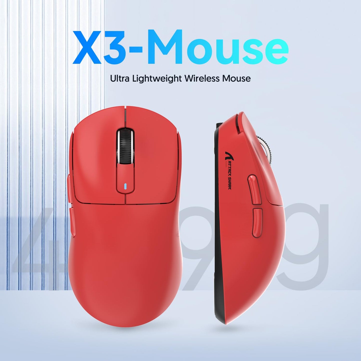 ATTACK SHARK X3 49g Ultralight Mouse, PixArt PAW3395 Gaming Sensor, BT/2.4G Wireless/Wired Gaming Mouse, 26000 DPI, 200 Hours Battery, Office Mice for Win11/Xbox/PS/Mac (White)