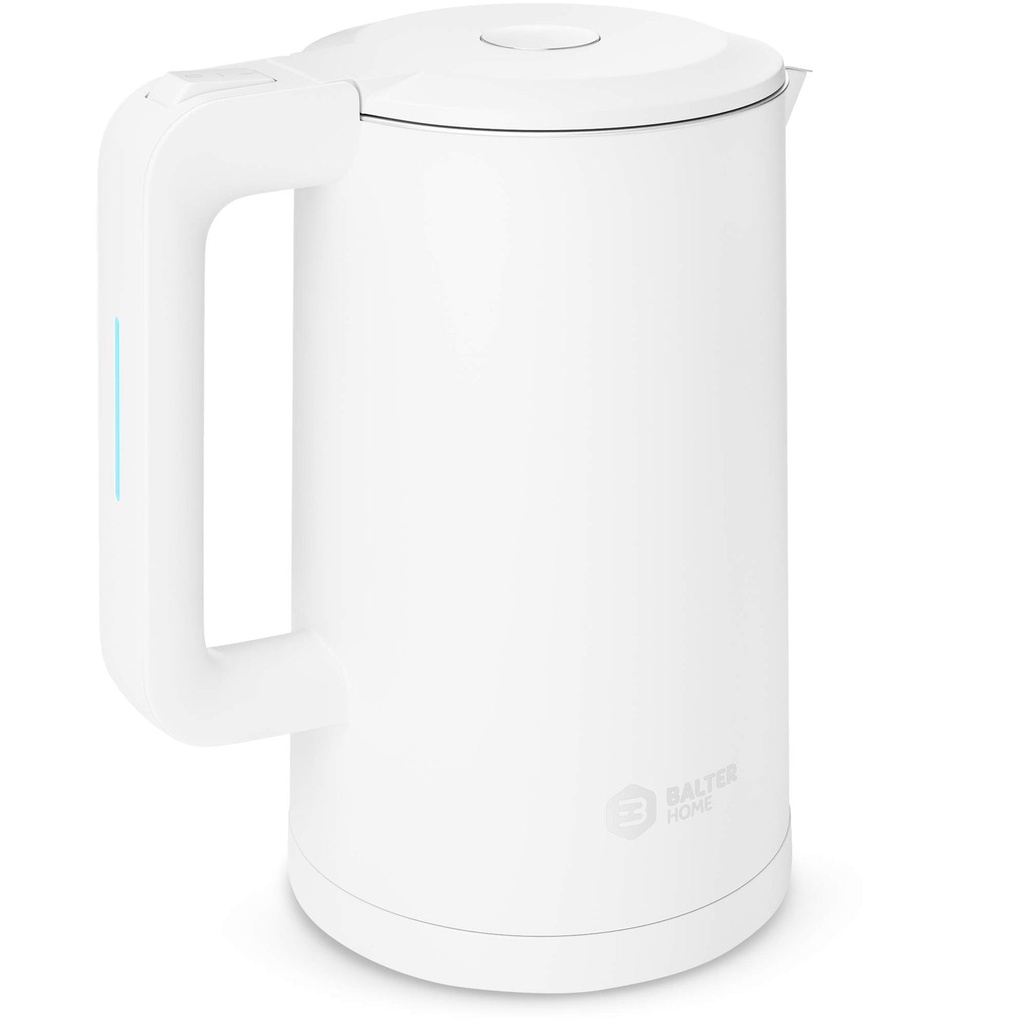 Balter Wasserkocher Edelstahl WK-4, 1,7 Liter, elektrischer Wasserkocher, Doppelwand Design, BPA frei, LED, Teekocher Kompakt, leise (Schwarz)