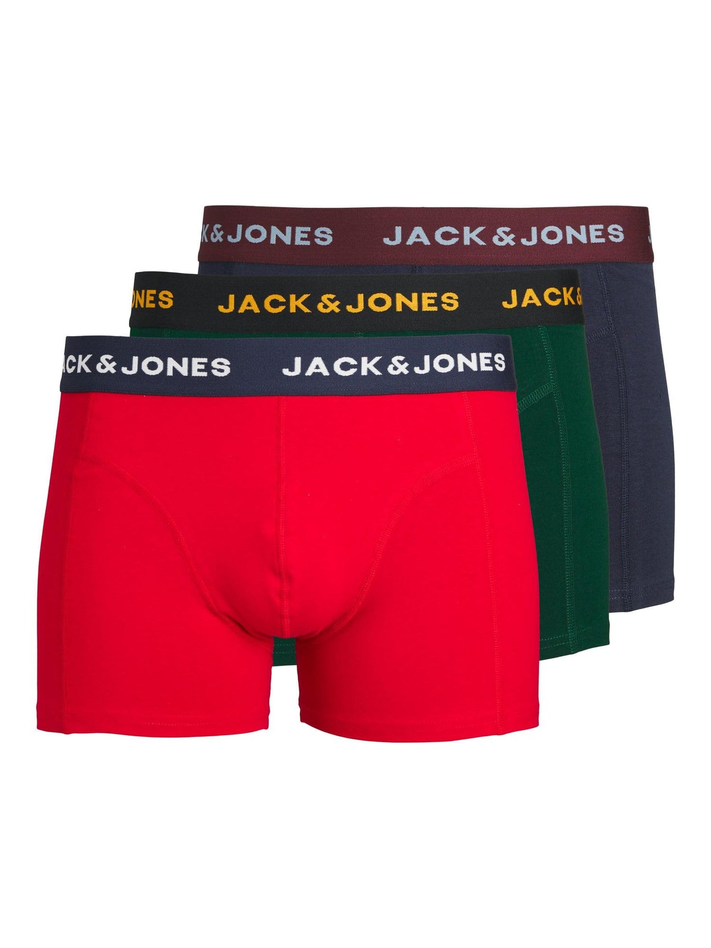 JACK & JONES Men's Boxer Shorts – 3-Pack Solid Color Trunks