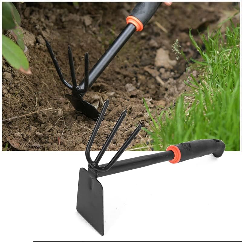 Garten-Kombihacke, zum Lockern und Jäten, rutschfester Griff, Doppelhacke für Garten, Töpfe, Balkonkästen, Blumenbeete