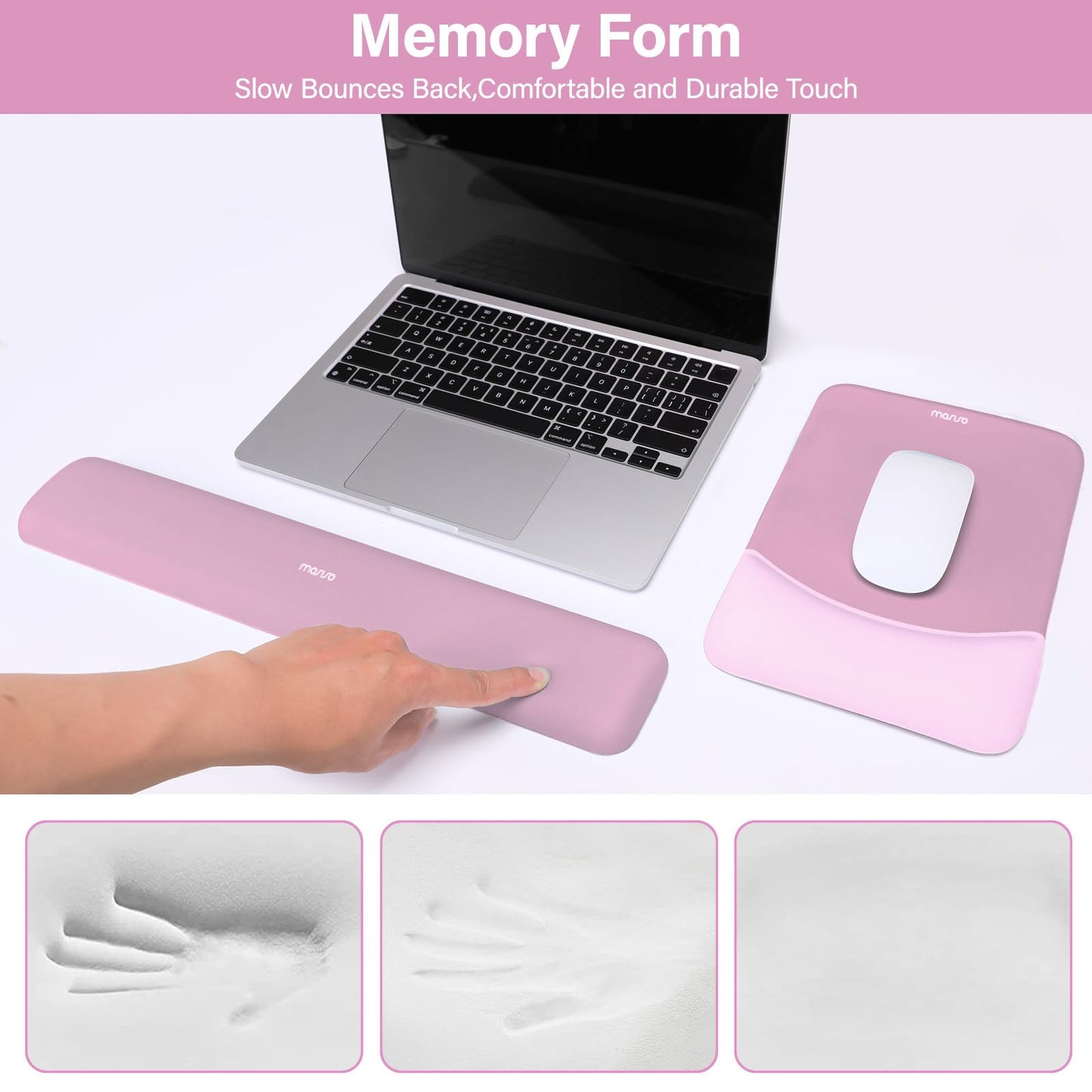 MOSISO Handgelenkstütze für Mauspad&Tastatur Set, Rechteckig Ergonomisch Mauspad Rutschfest Basis Home/Büro Schmerzlinderung&Typing Kissen mit Neopren Cloth&Erhöht Gebogen Memory Schaum,Grün
