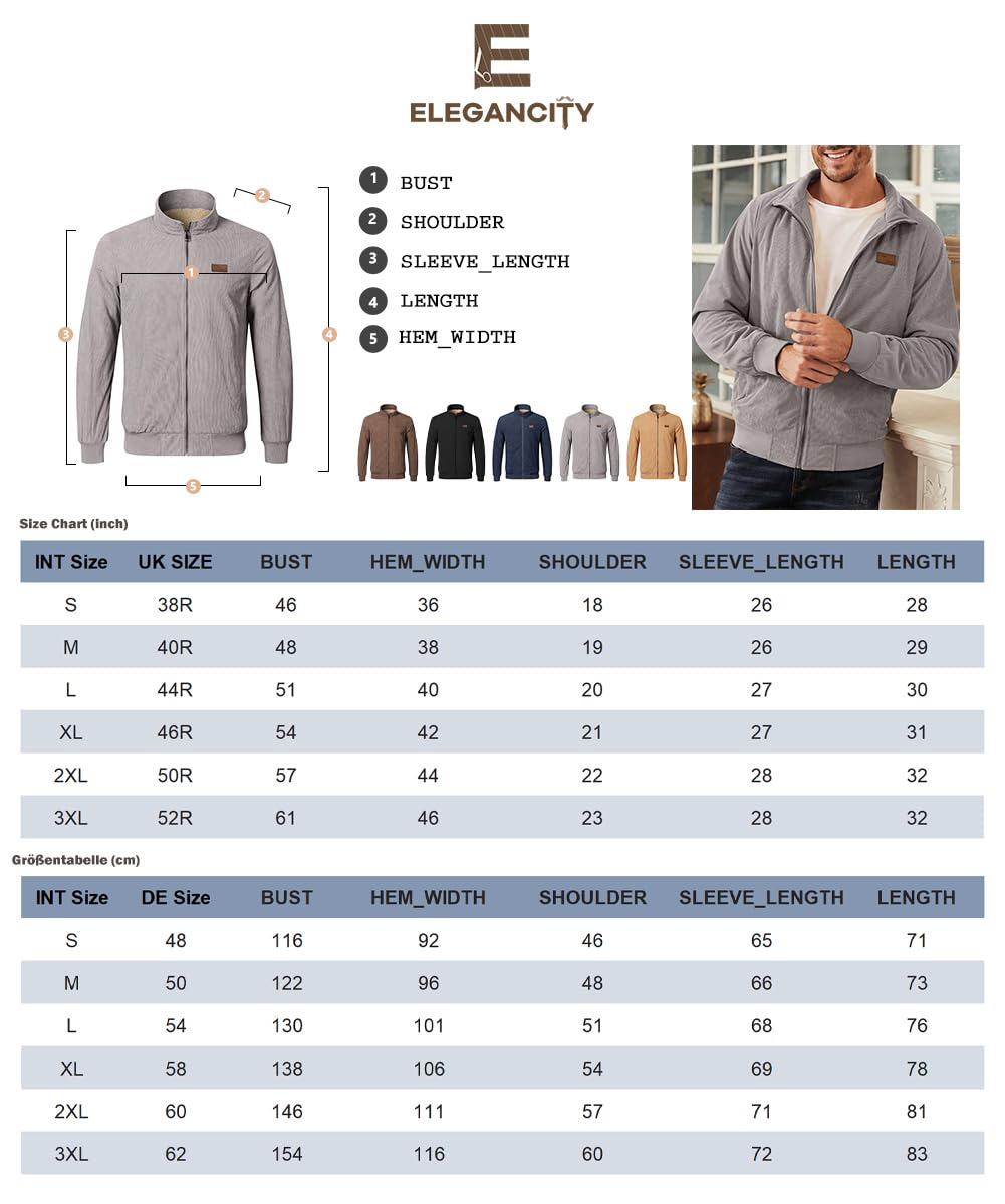 Men’s Corduroy Jacket – Fleece-Lined Winter Coat