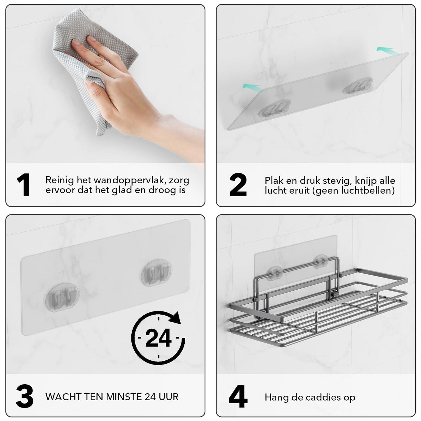 saffruff Duschablage Ohne Bohren 2 Stück Duschregal Duschkorb Badezimmer Organizer, Regal Badregal Shampoo Halterung für Dusche Küche Bathroom, mit 2 Klebeflächen,Edelstahl Schwarz