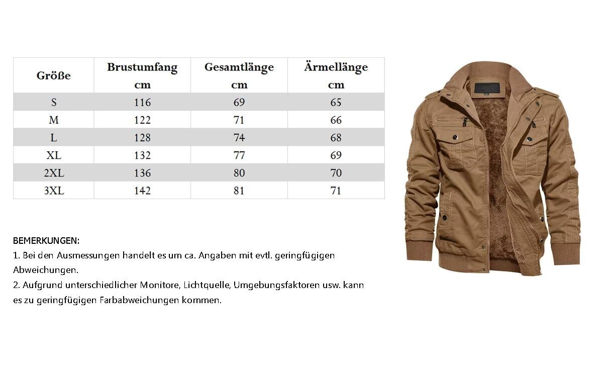 KEFITEVD Men’s Winter Fleece Jacket – Sherpa Lined Military Field Coat