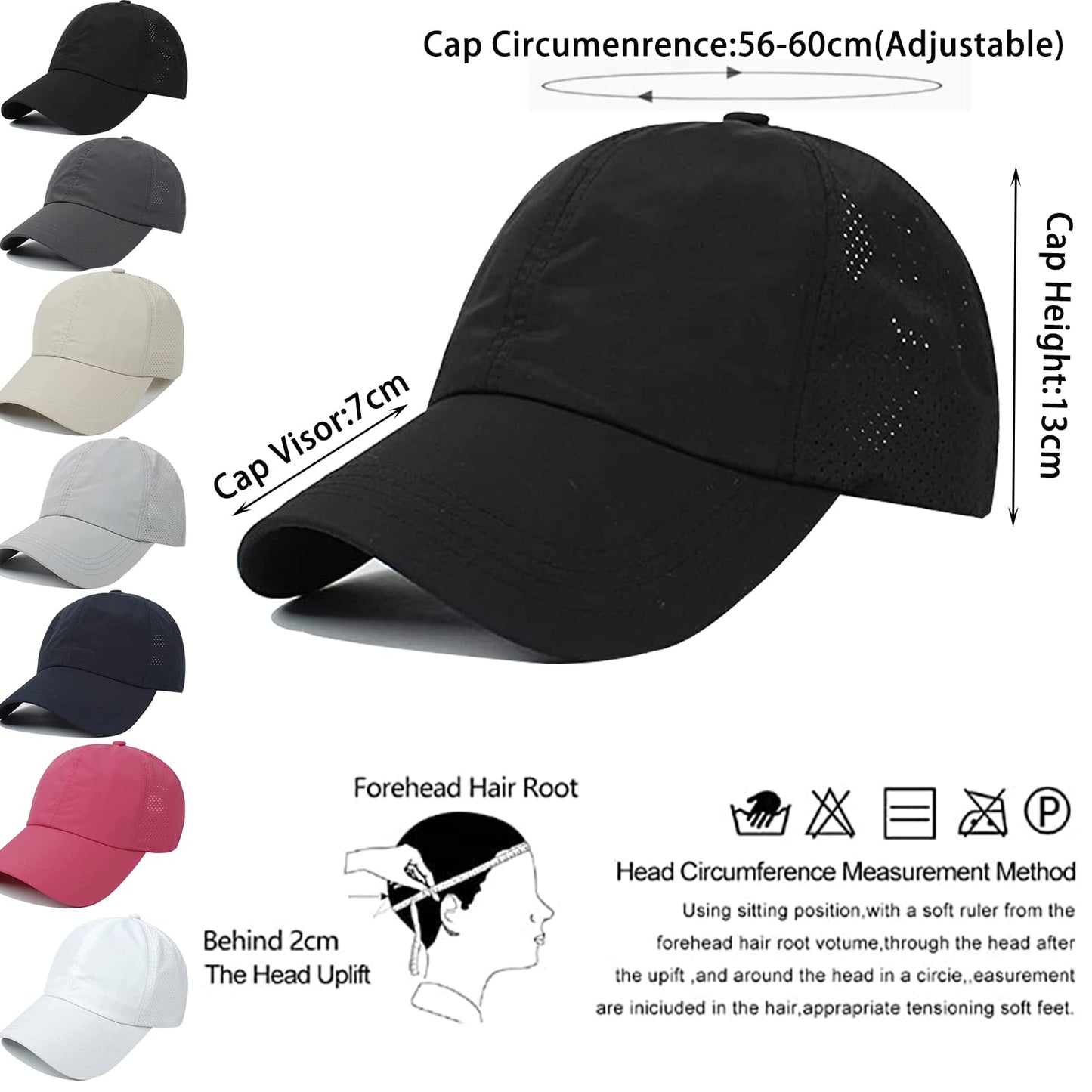 Womens Ponytail Hat Baseball Cap, Adjustable Criss Cross Baseball Cap High Bun Unisex Quick Drying Trucker Hats