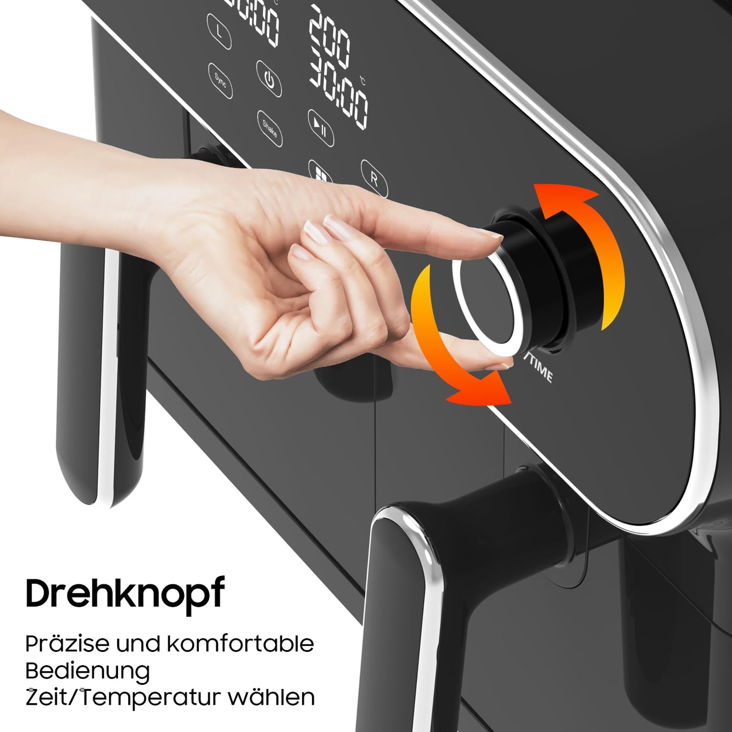 iceagle Heißluftfritteuse 6,5 L Airfryer XL - Fritteuse Ohne Fett mit Metallinnenraum | 1700W Heissluftfriteuse mit 8 Kochprogramme, Digitalem Display, mit deutschem Rezeptbuch