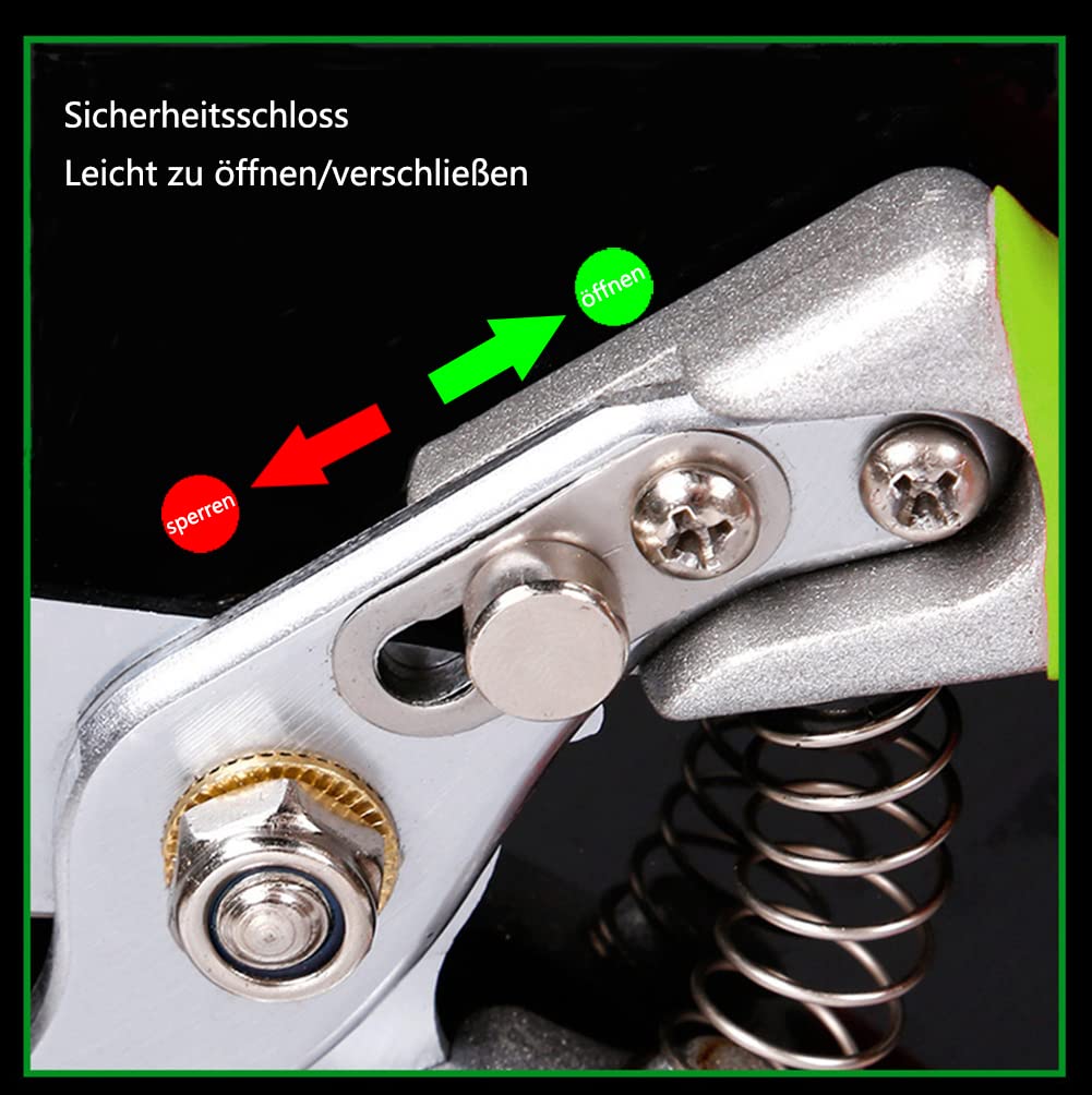 Horsvill Gartenschere, Gartenschere für die Gartenarbeit Heavy Duty, Japanische Gartenschere mit SK4-Stahl, Gartenschere für den Außenbereich, Bypass-Gartenschere, Heckenschere, Baumtrimmer (Grün)