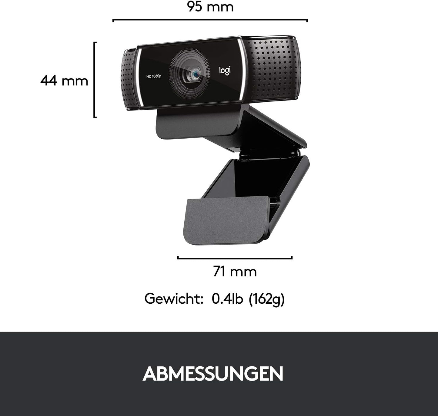 Logitech C922 PRO Webcam mit Stativ, Full-HD 1080p, 78° Sichtfeld, Autofokus, Belichtungskorrektur, H.264-Kompression, USB-Anschluss, Für Streaming via OBS, Xsplit, etc. - Schwarz