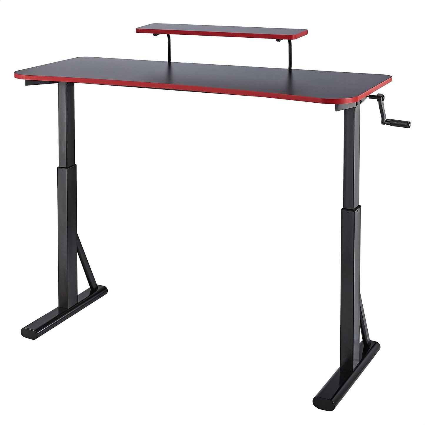Amazon Basics Rechteckig Höhenverstellbarer Gaming Computertisch Schreibtisch mit erhöhter Monitorablage, 140 x 63.5 x 109-126 cm, Blau