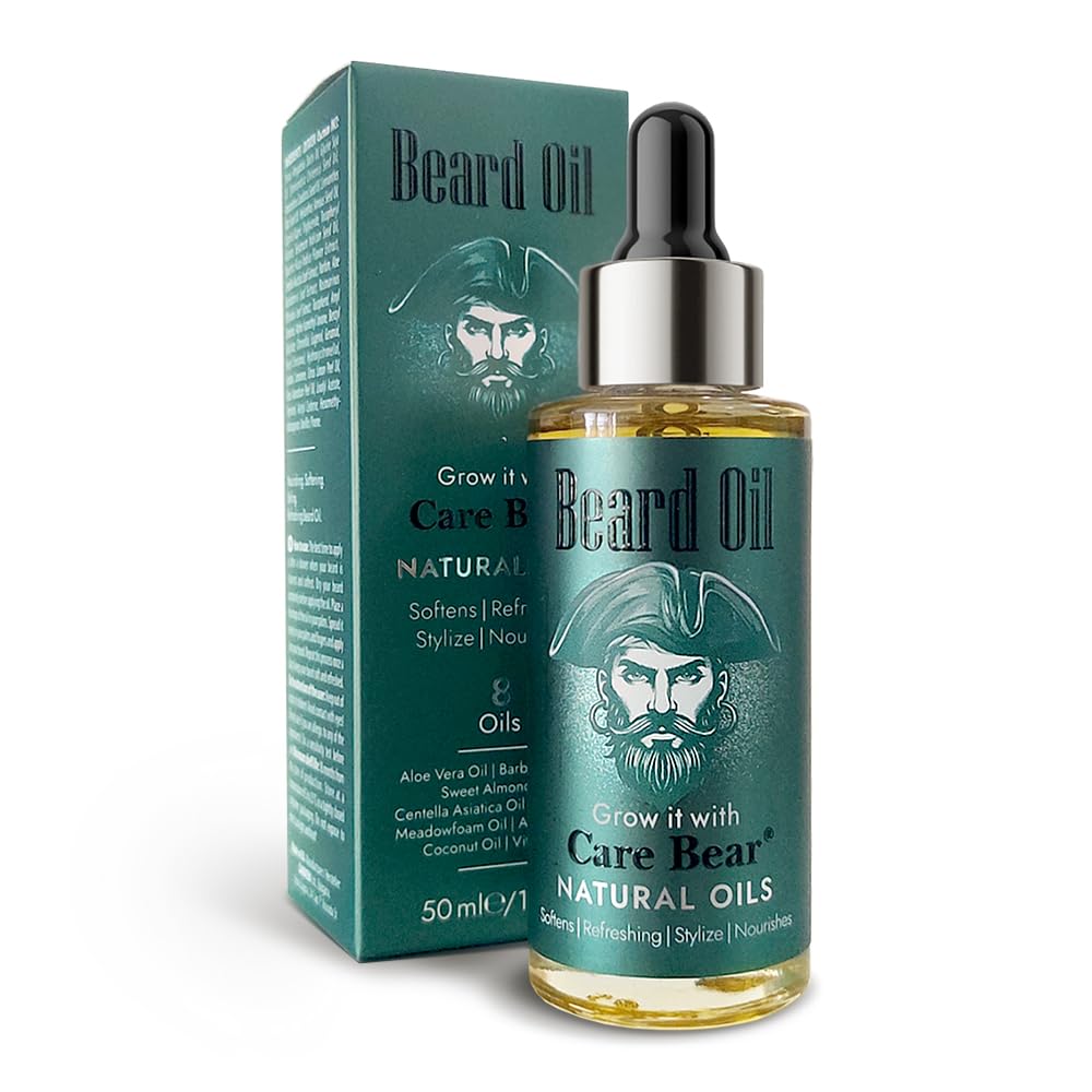 CareBear Grow It with Care Bartöl herren – Premiummischung aus 8 natürlichen Ölen für gesunden Bartwuchs 50ml; Pflegen und stärken Sie Ihren Bart